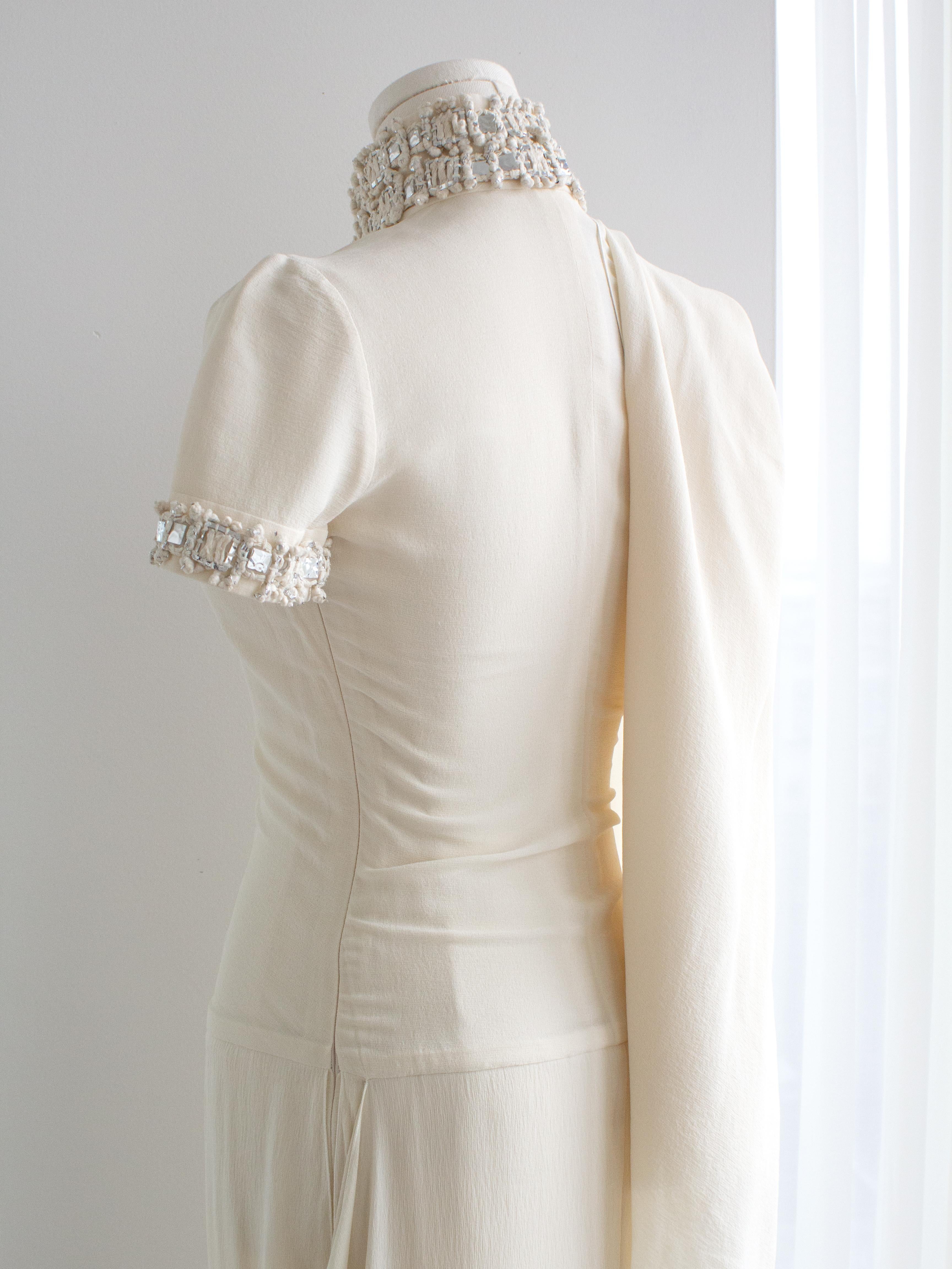 Chanel Paris-Bombay 2012 Bride White Silver Embellished 12A Silk Gown 11