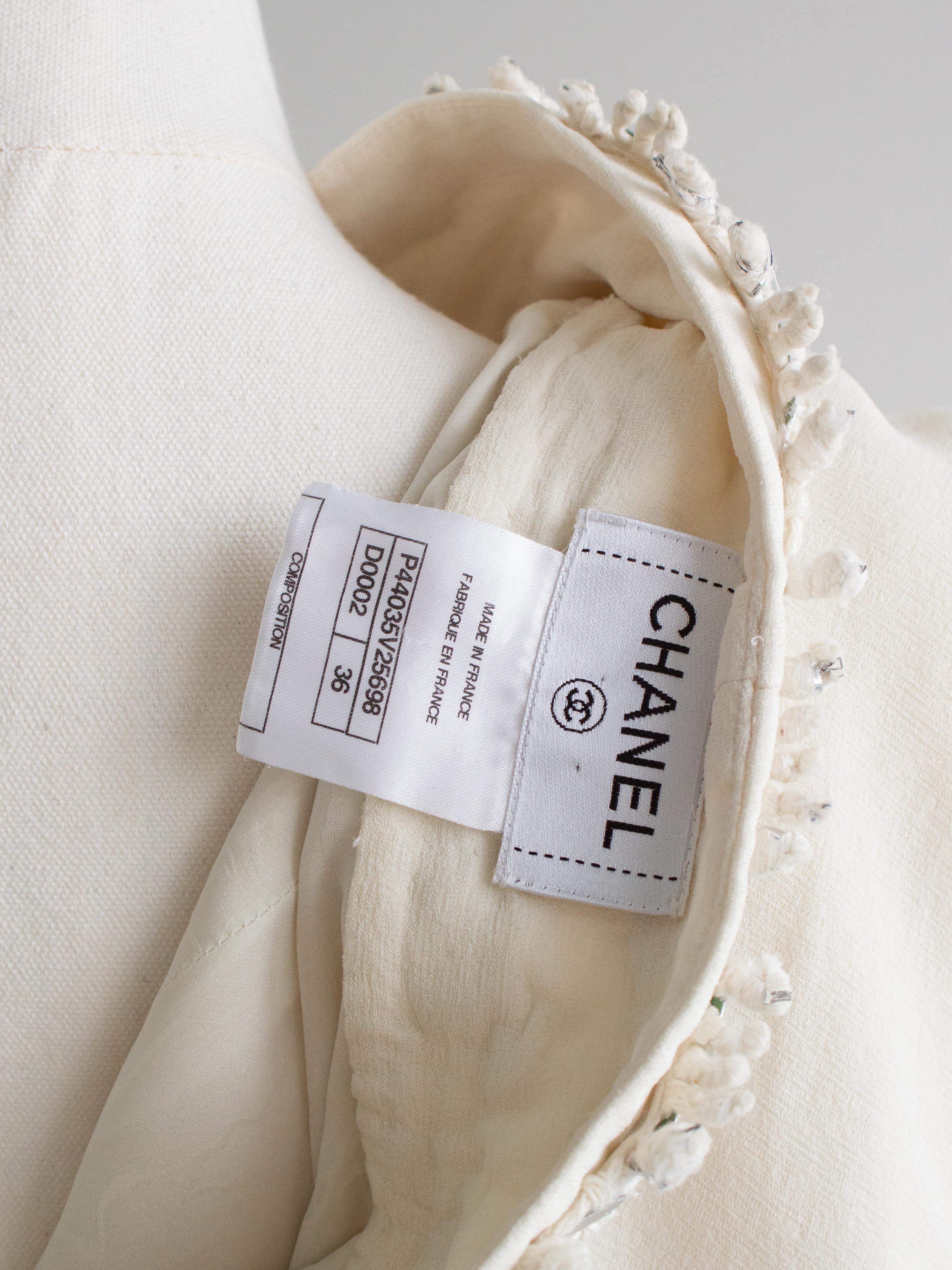 Chanel Paris-Bombay 2012 Bride White Silver Embellished 12A Silk Gown 13