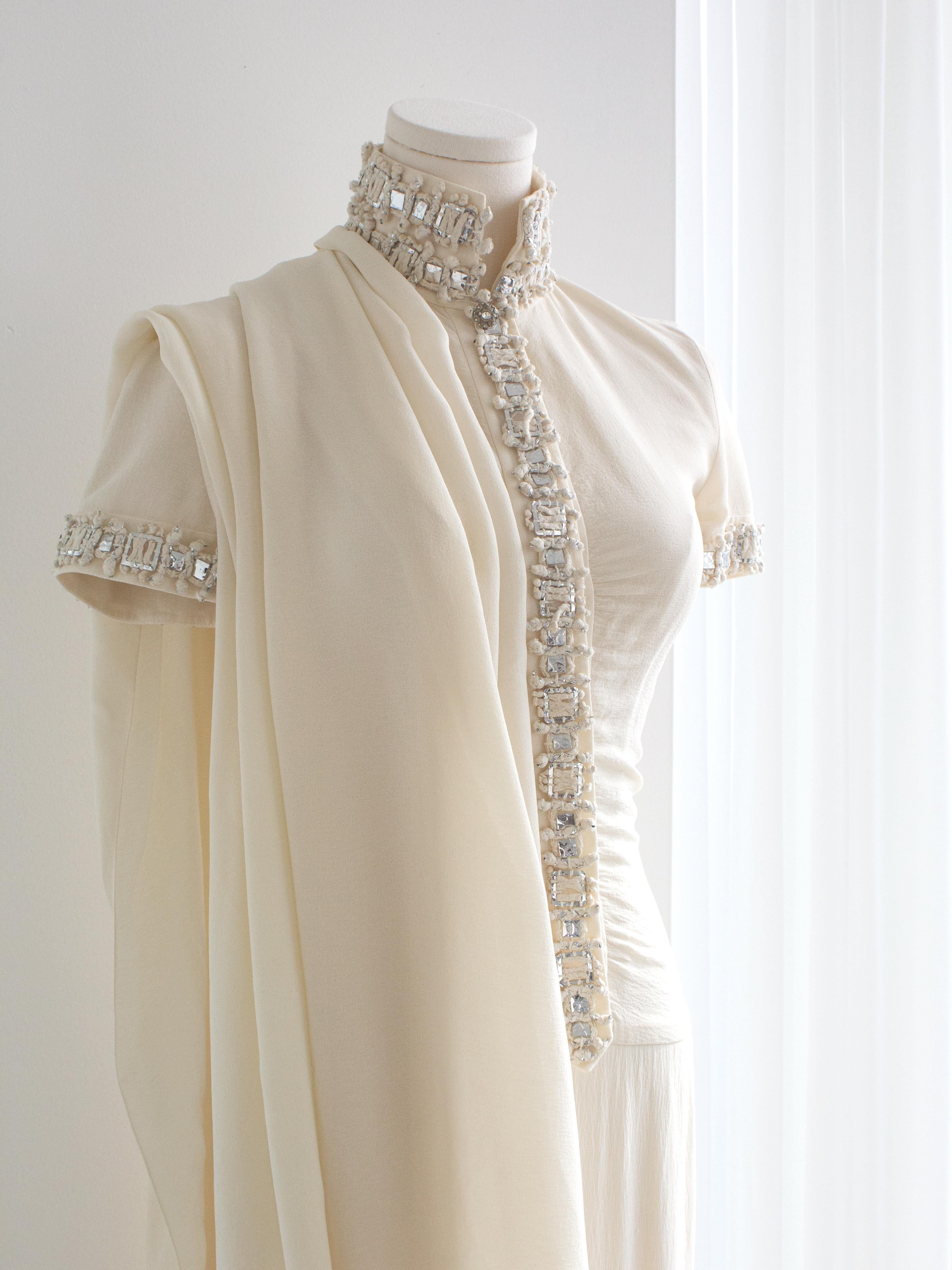 Chanel Paris-Bombay 2012 Bride White Silver Embellished 12A Silk Gown 2