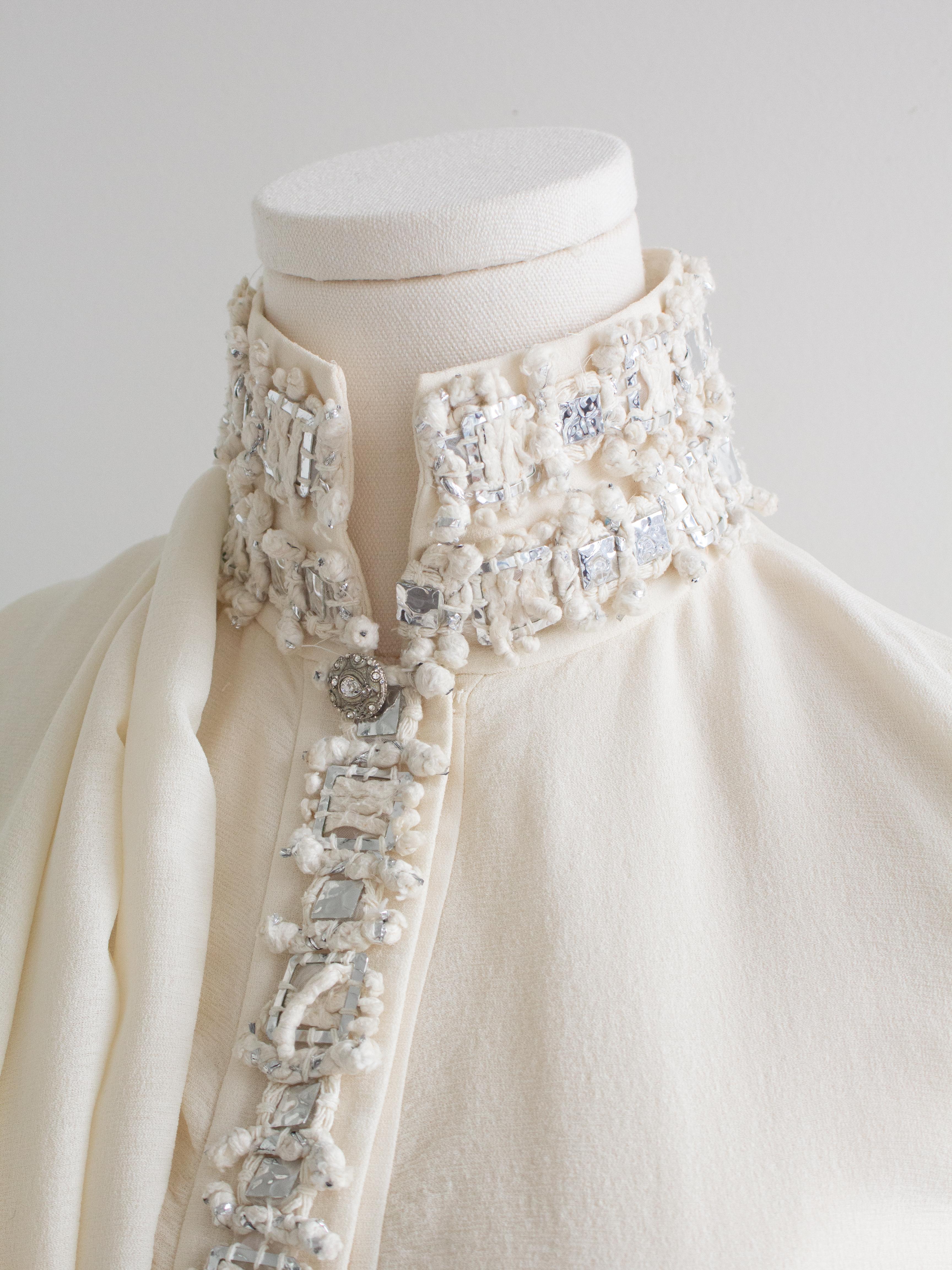 Chanel Paris-Bombay 2012 Bride White Silver Embellished 12A Silk Gown 3