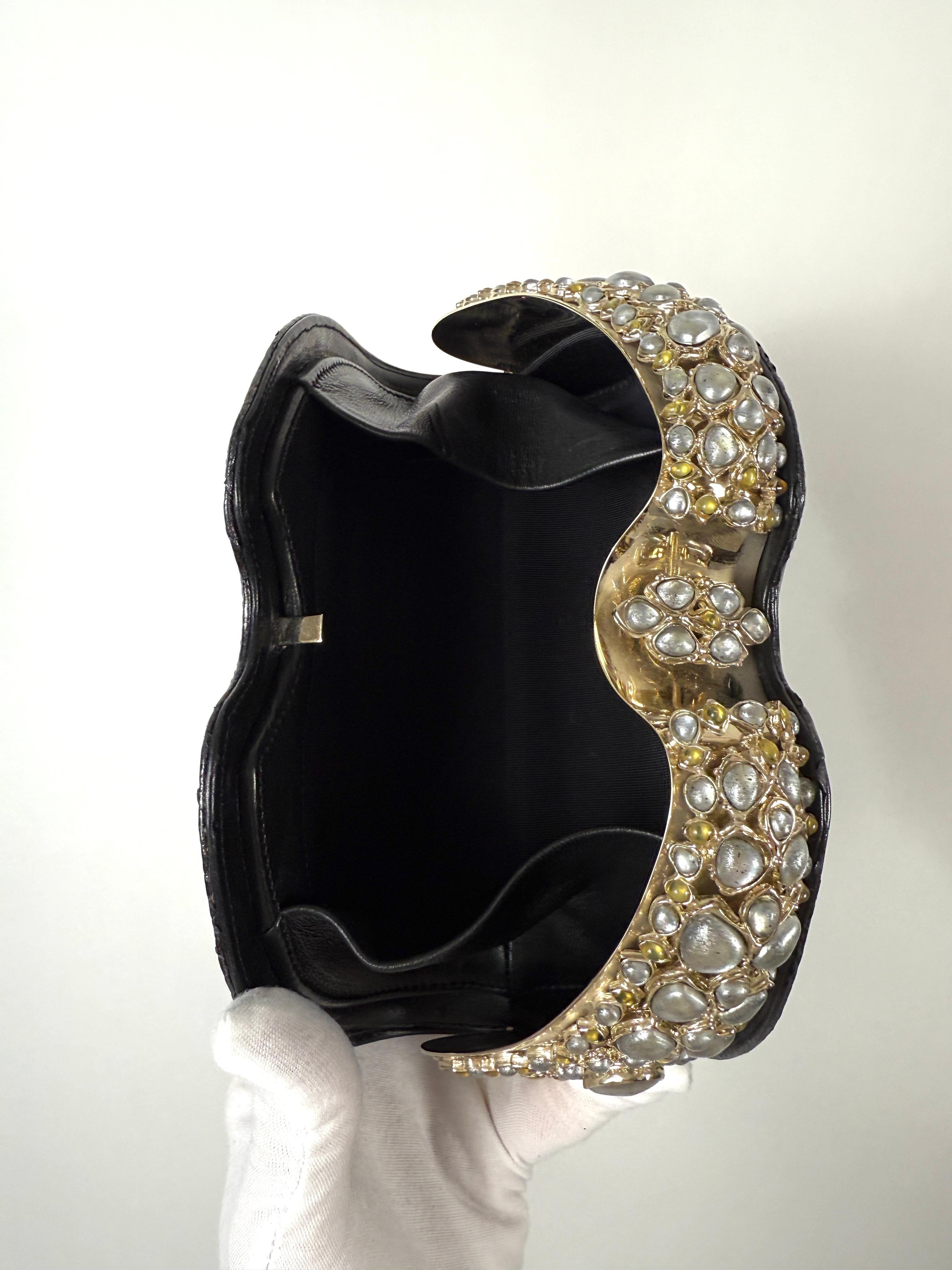 Chanel Paris-Bombay 2013 Python Clutch with Jewels For Sale 5