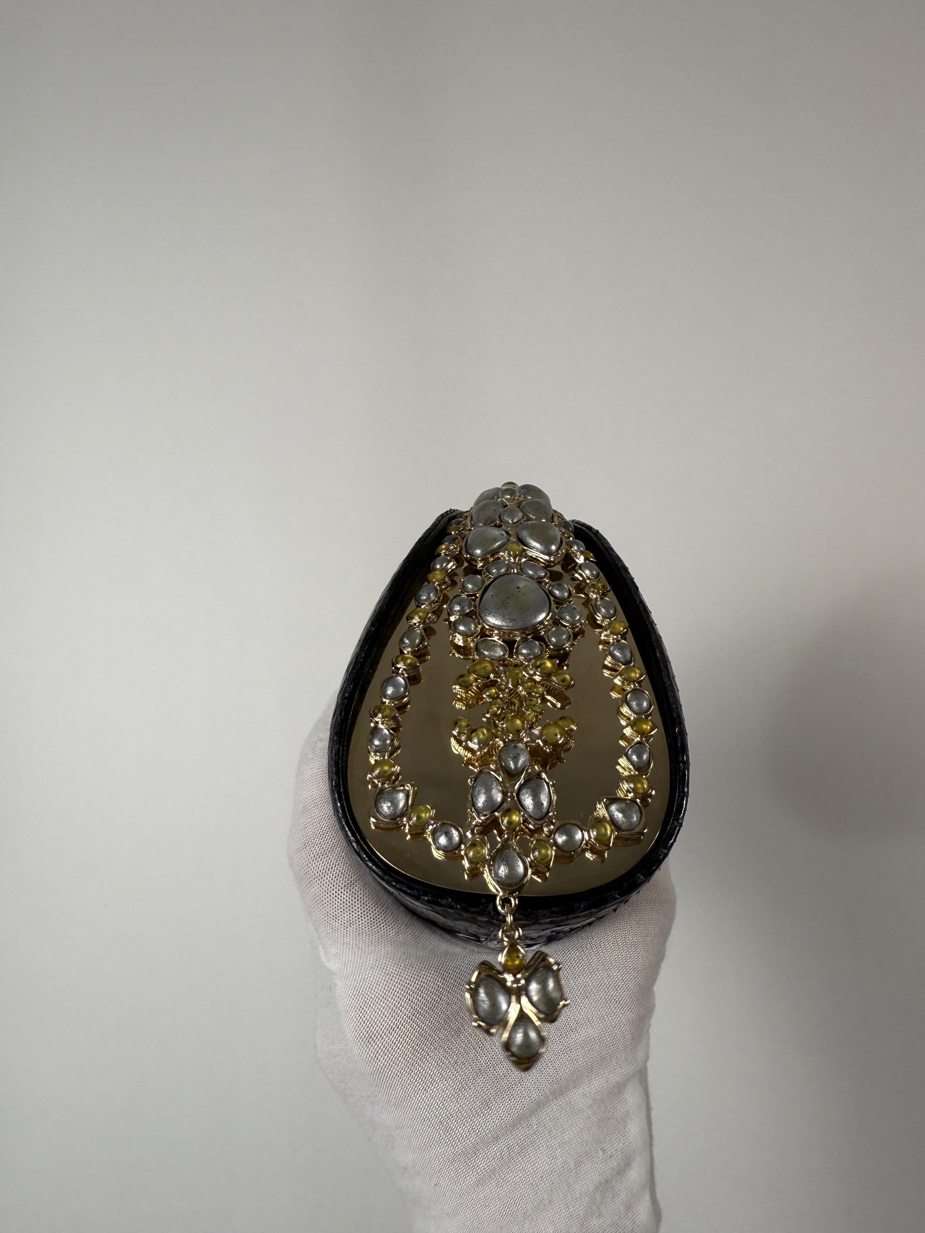 Chanel Paris-Bombay 2013 Python Clutch with Jewels In Excellent Condition For Sale In San Francisco, CA