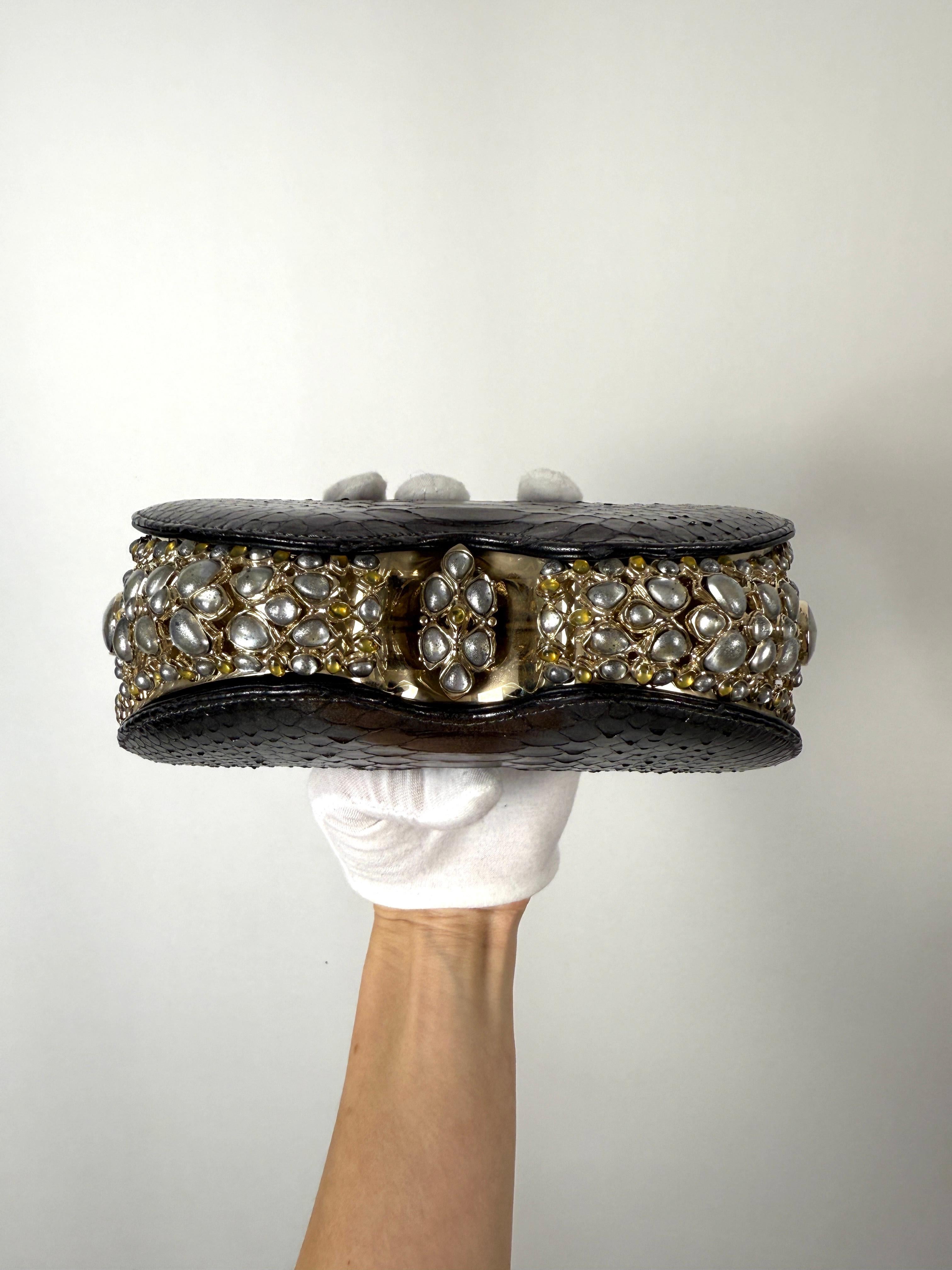 Chanel Paris-Bombay 2013 Python Clutch with Jewels For Sale 1