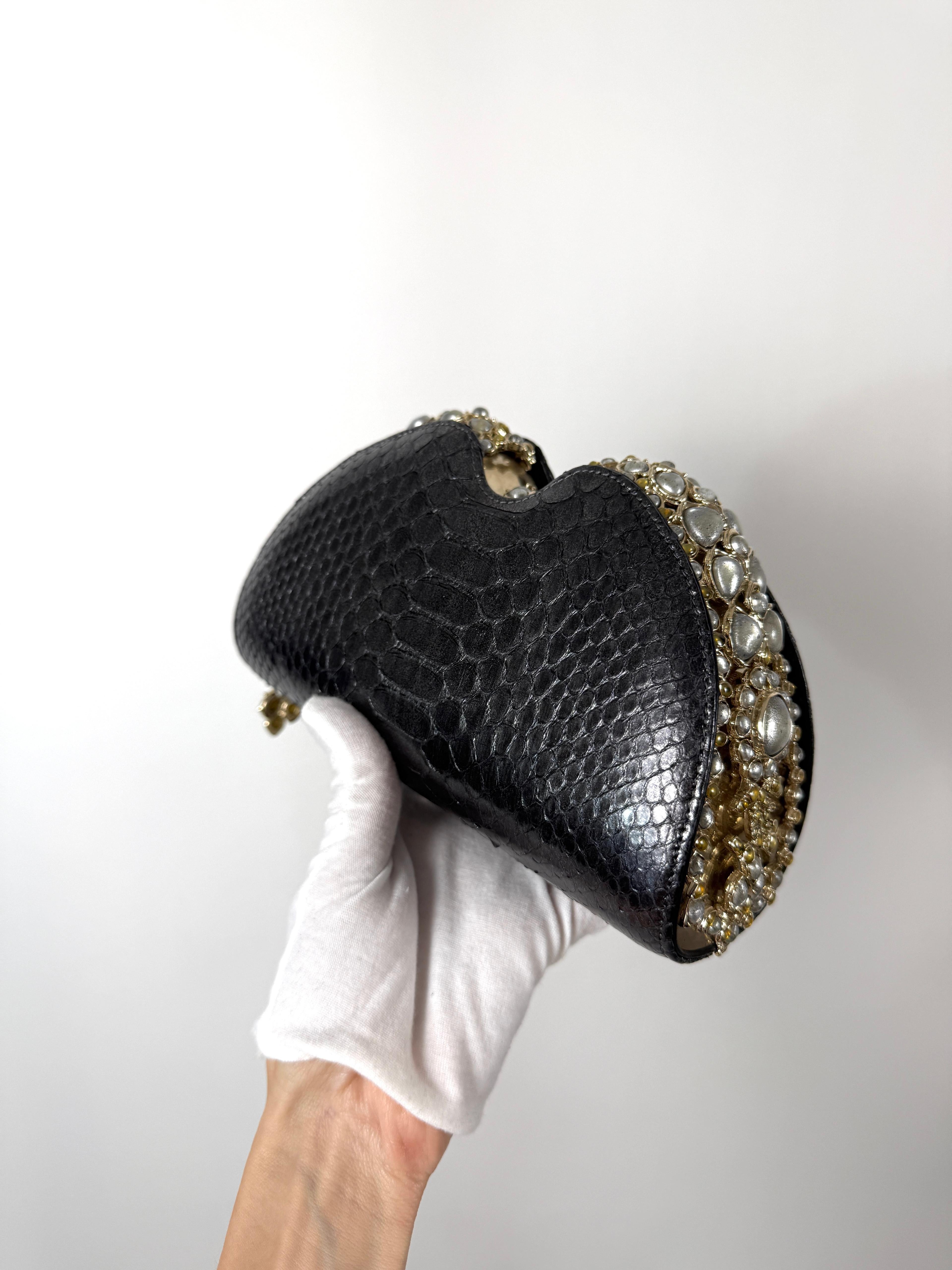 Chanel Paris-Bombay 2013 Python Clutch with Jewels For Sale 2