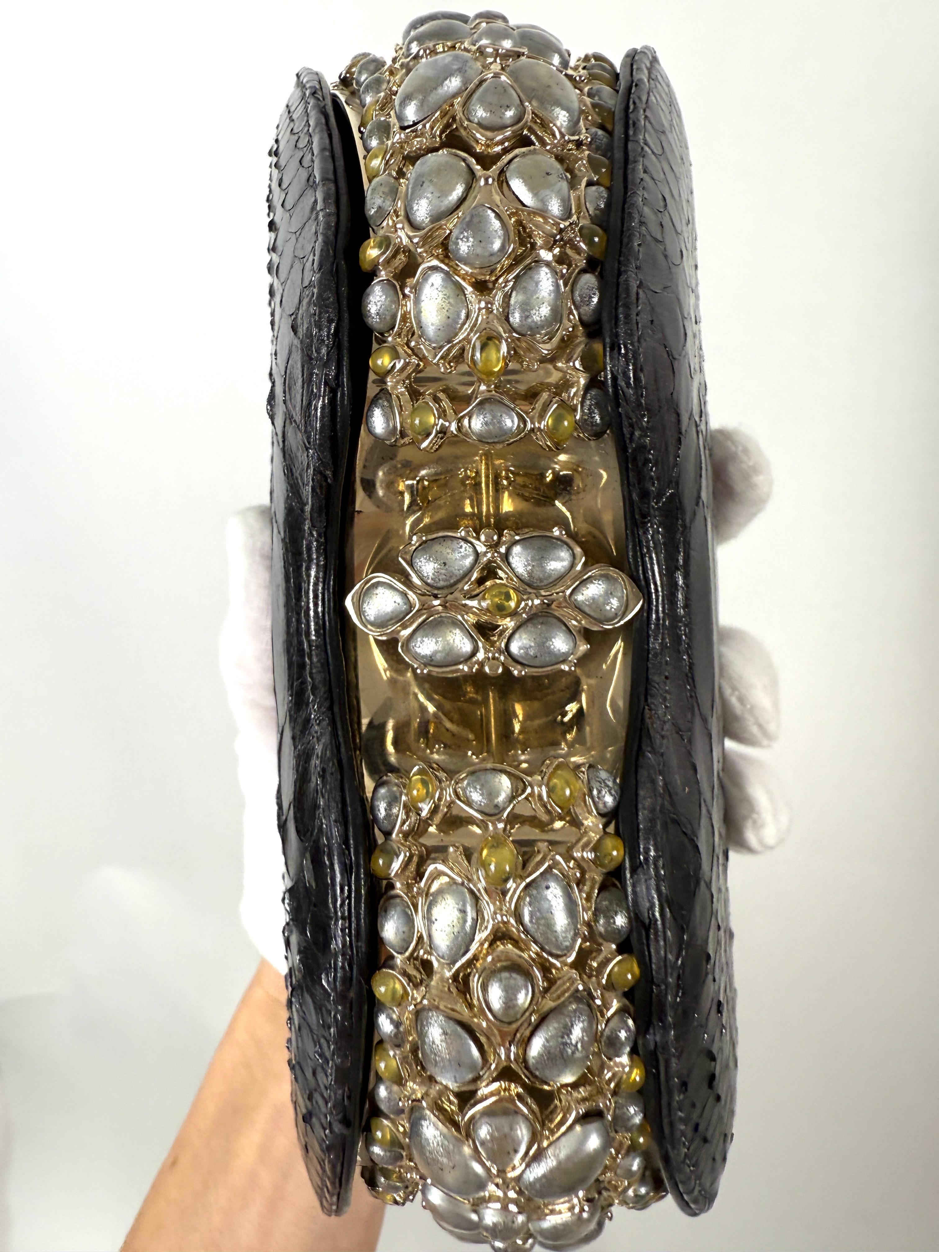 Chanel Paris-Bombay 2013 Python Clutch with Jewels For Sale 3