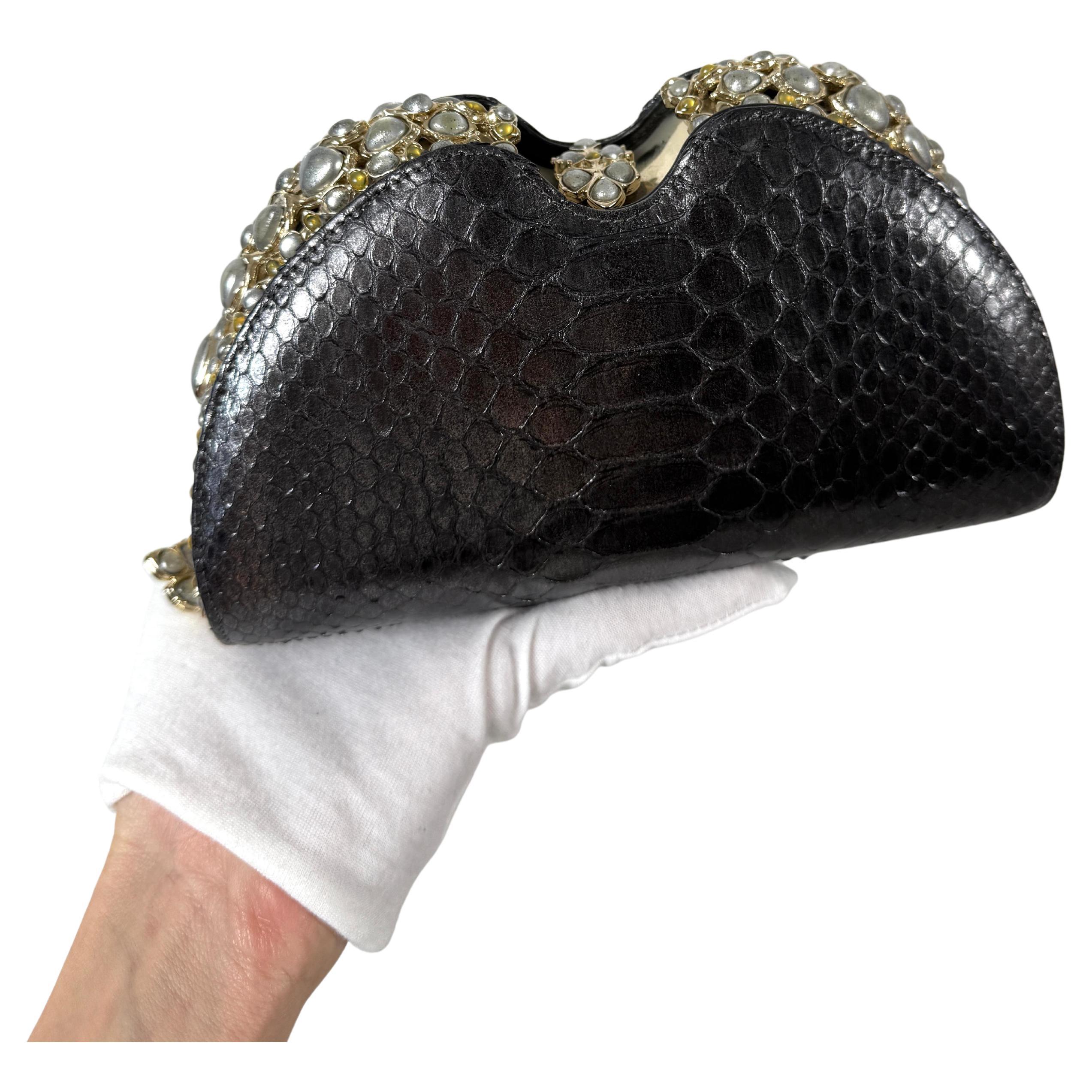 Chanel Paris-Bombay 2013 Python Clutch with Jewels For Sale