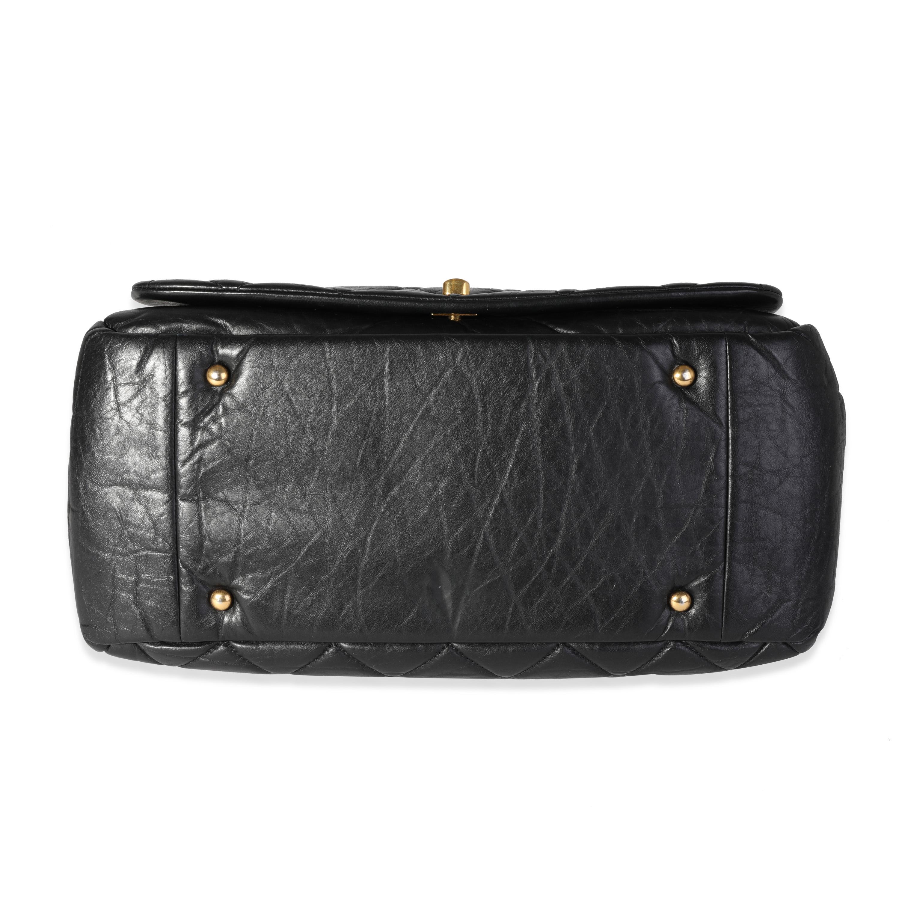 Women's Chanel Paris-Bombay Black Aged Quilted Calfskin Pondicherry Flap Bag
