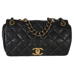 Chanel Paris-Bombay Black Quilted Aged Calfskin Medium Pondichery Flap Bag