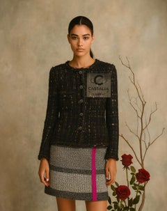CHANEL Paris / Bombay  Black Ribbon Tweed Jacket 36 FR