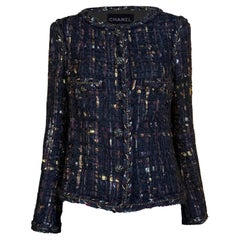 CHANEL Paris / Bombay  Black Ribbon Tweed Jacket 36 FR