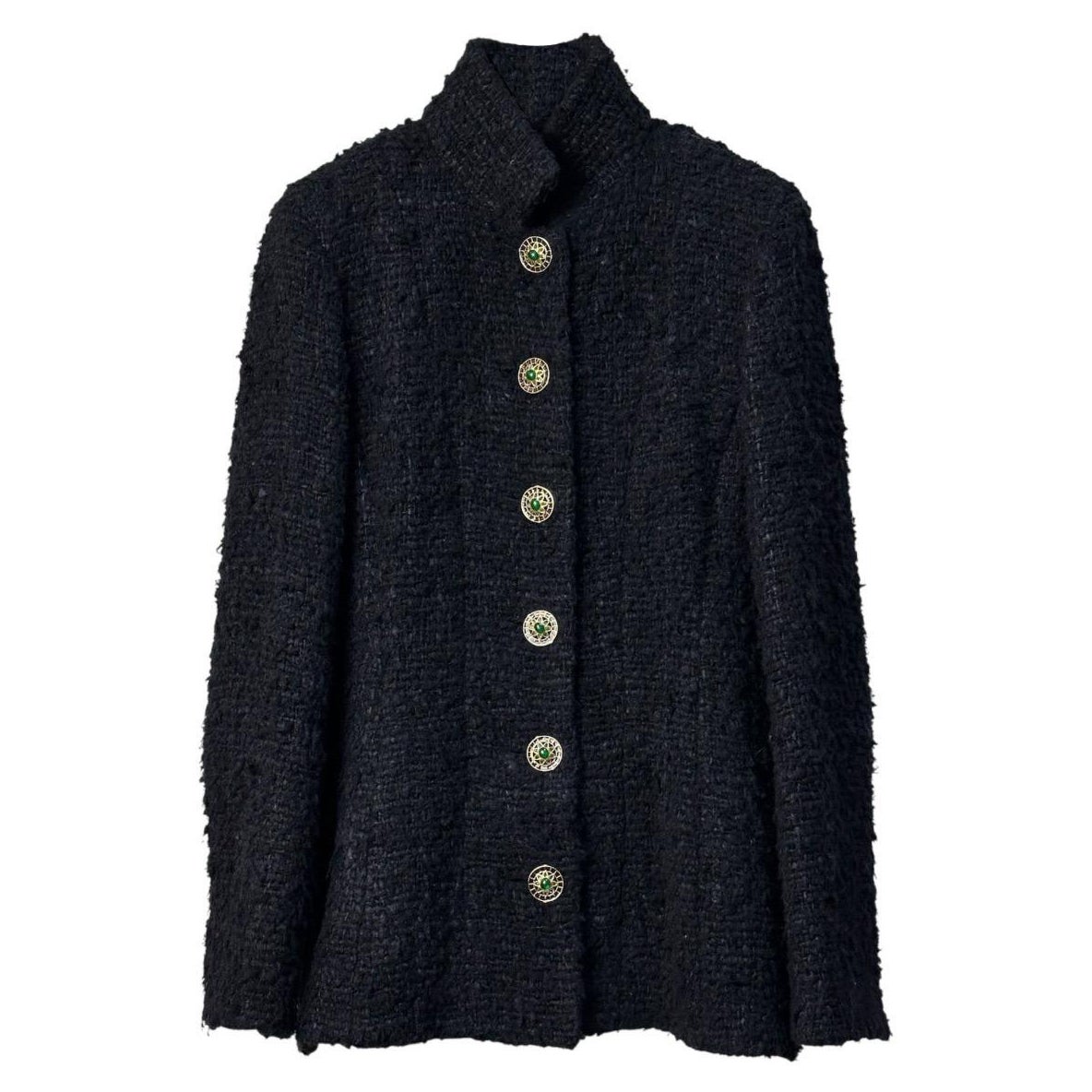 Chanel París-Bombay Chaqueta de tweed negro, botones Gripoix Sz.38