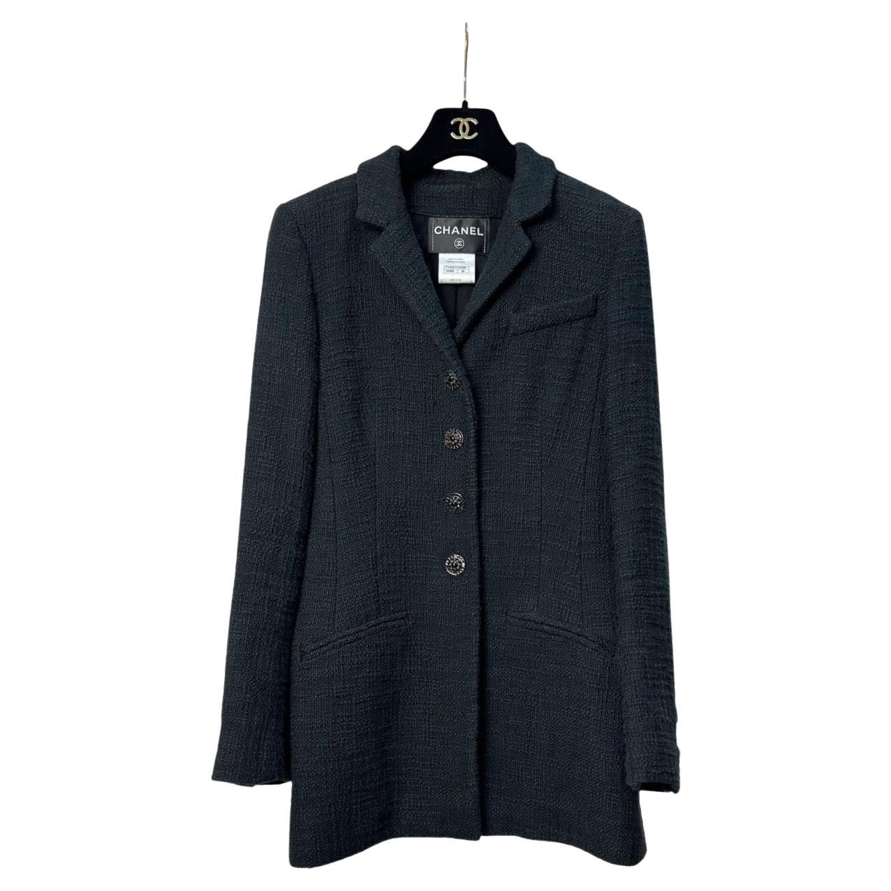 CHANEL Paris-Bombay Chaqueta de tweed negra - Talla 38 en venta