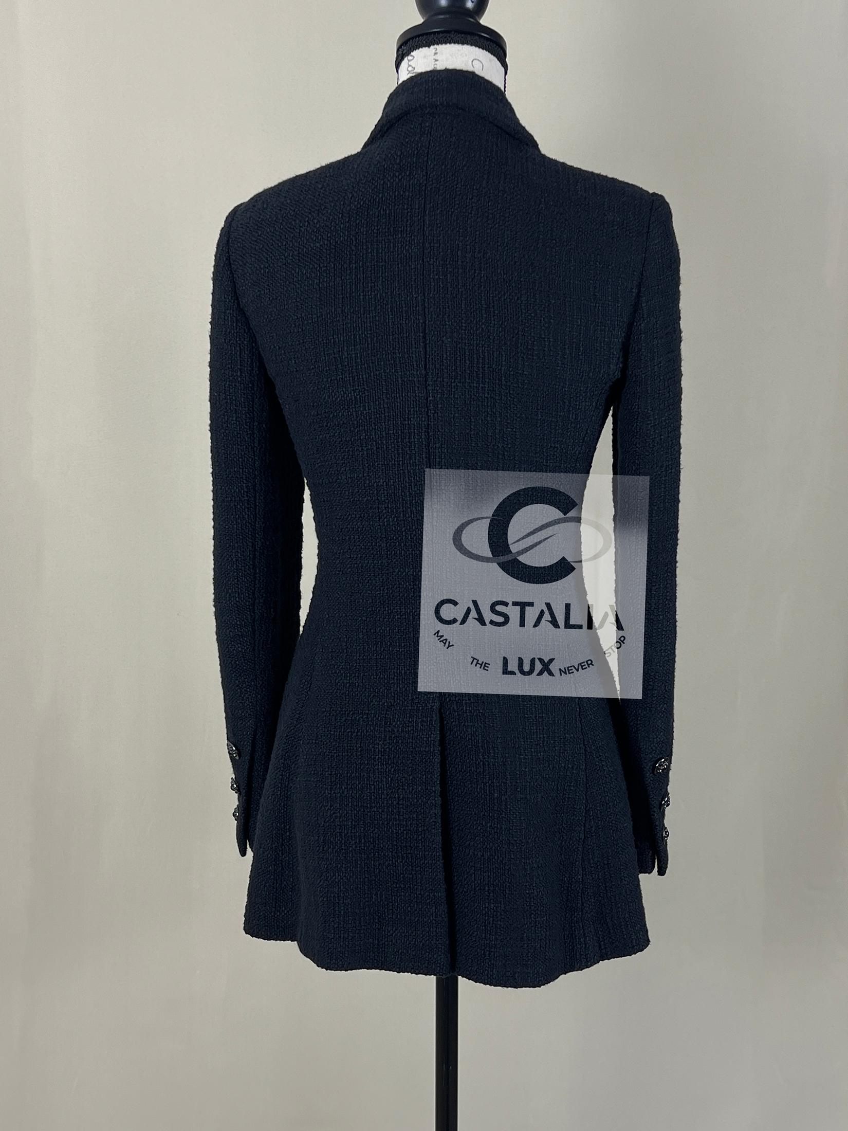 Chanel Paris / Bombay CC Gripoix Buttons Black Tweed Jacket 34 FR 9
