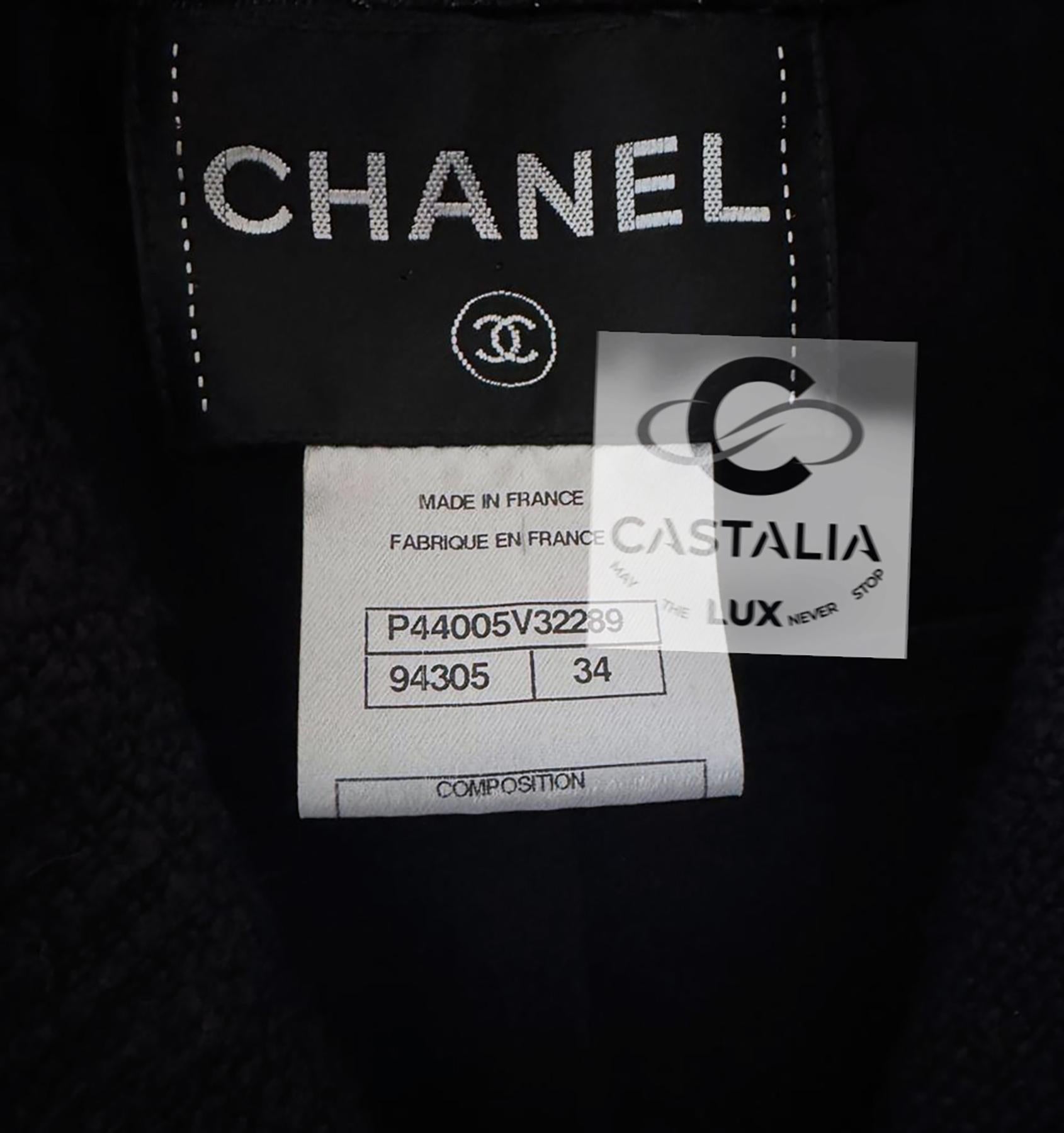 Chanel Paris / Bombay CC Gripoix Buttons Black Tweed Jacket 34 FR 11