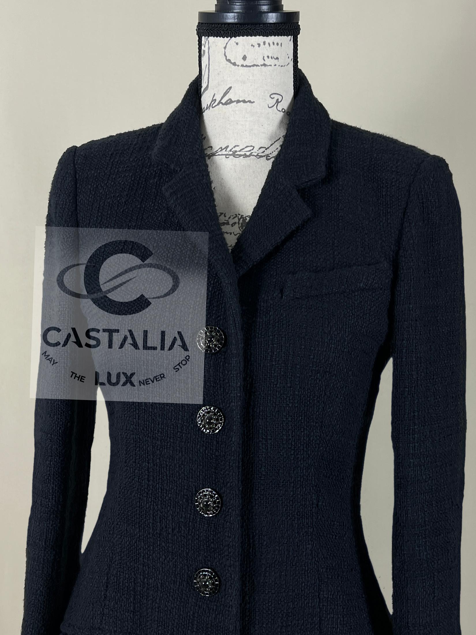 Chanel Paris / Bombay CC Gripoix Buttons Black Tweed Jacket 34 FR 3