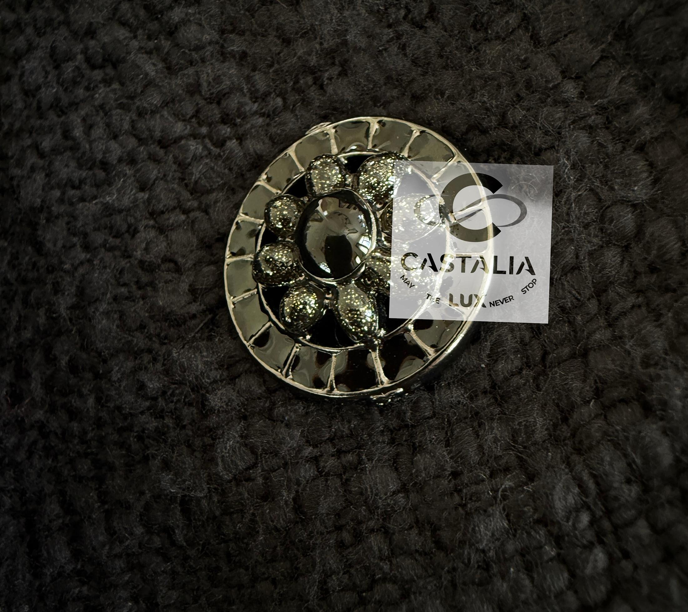 Chanel Paris / Bombay CC Gripoix Buttons Black Tweed Jacket 42 FR For Sale 7