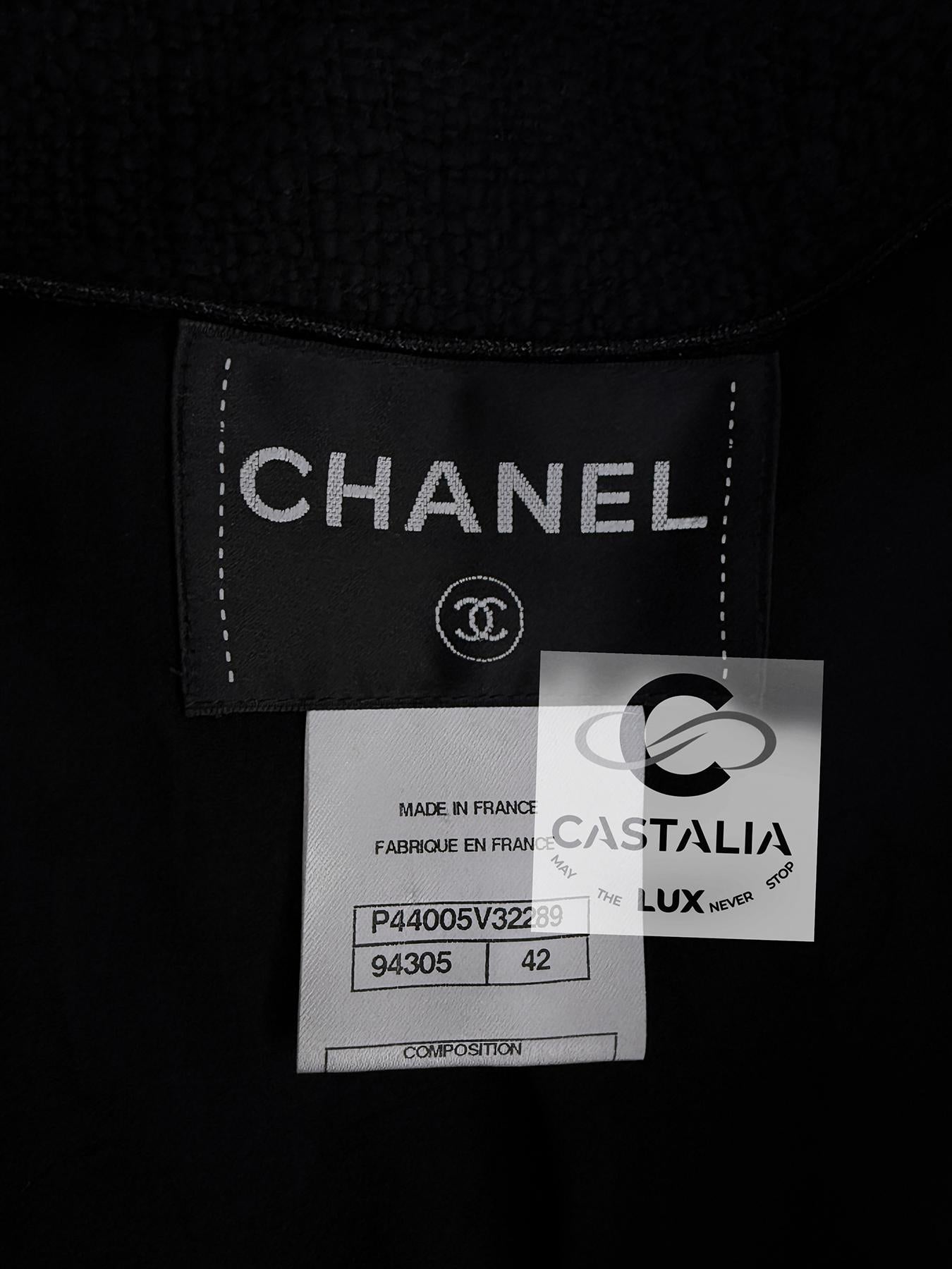 Chanel Paris / Bombay CC Gripoix Buttons Black Tweed Jacket 42 FR For Sale 9