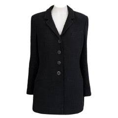 Chanel Paris / Bombay CC Gripoix Buttons Black Tweed Jacket 42 FR