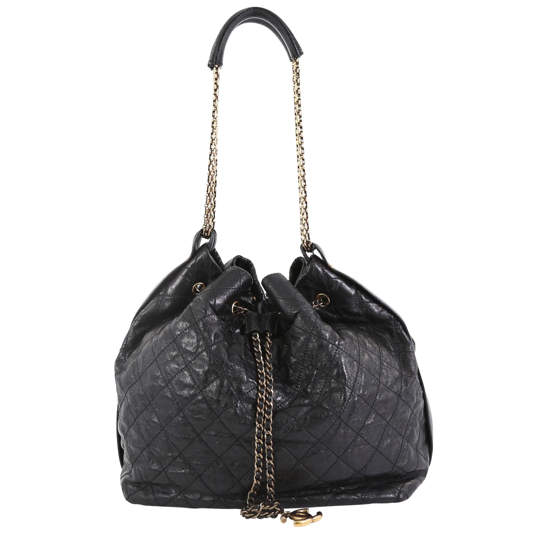 Chanel Paris-Bombay Drawstring Bucket Bag Quilted Calfskin with ...