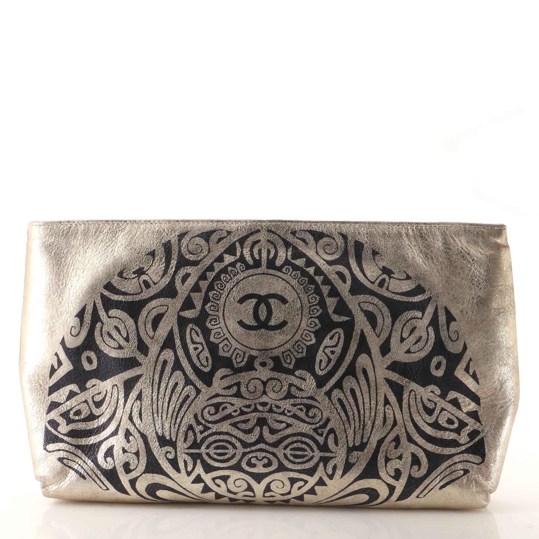 Chanel Paris-Bombay Frame Clutch Leather In Good Condition In NY, NY