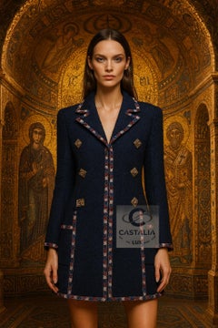 Chanel Paris / Byzance Artefact Black Tweed Jacket with Gripoix Buttons 42 FR
