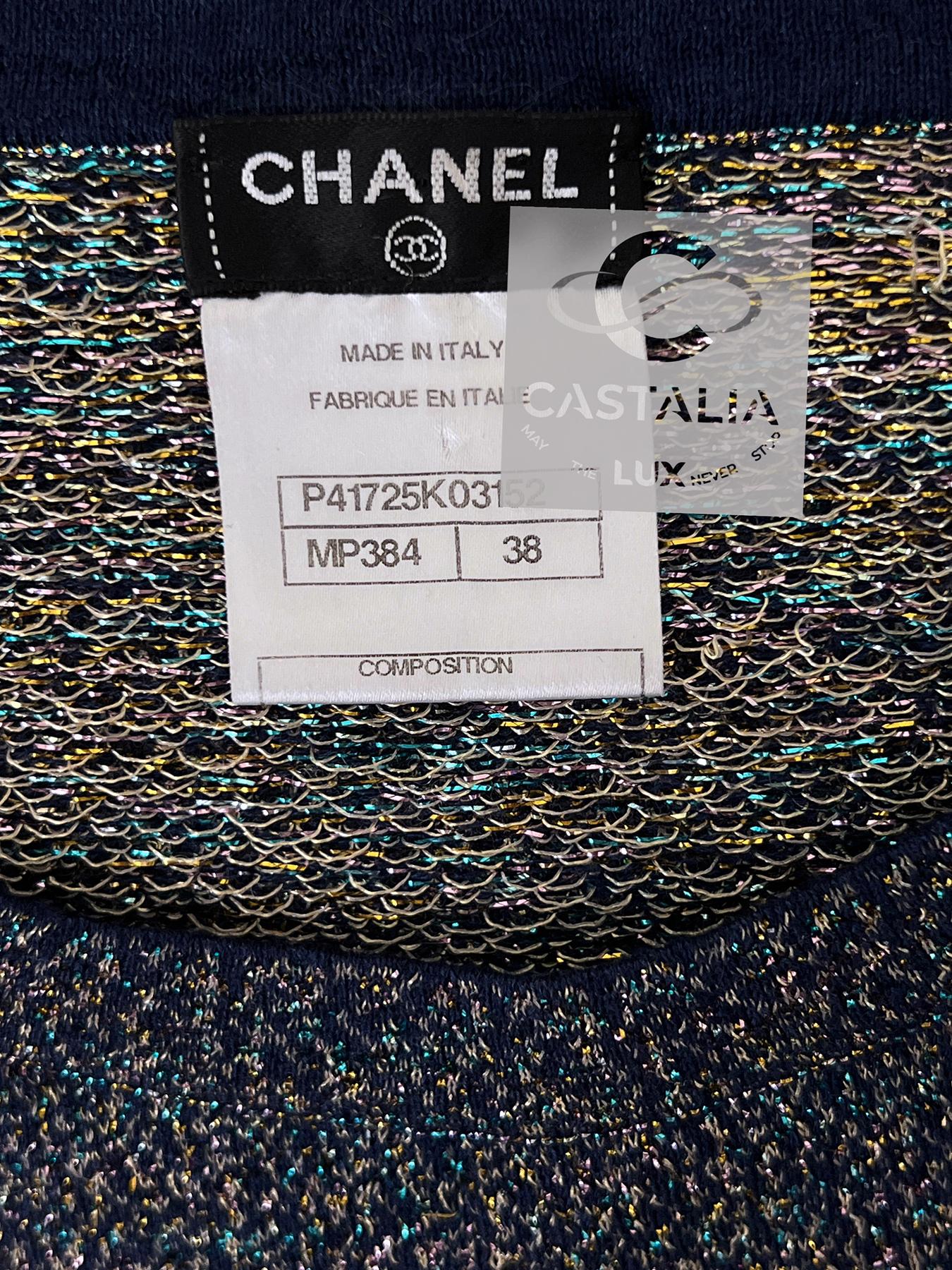 Chanel Paris / Byzance Vestido de cachemira azul brillante 38 FR 2