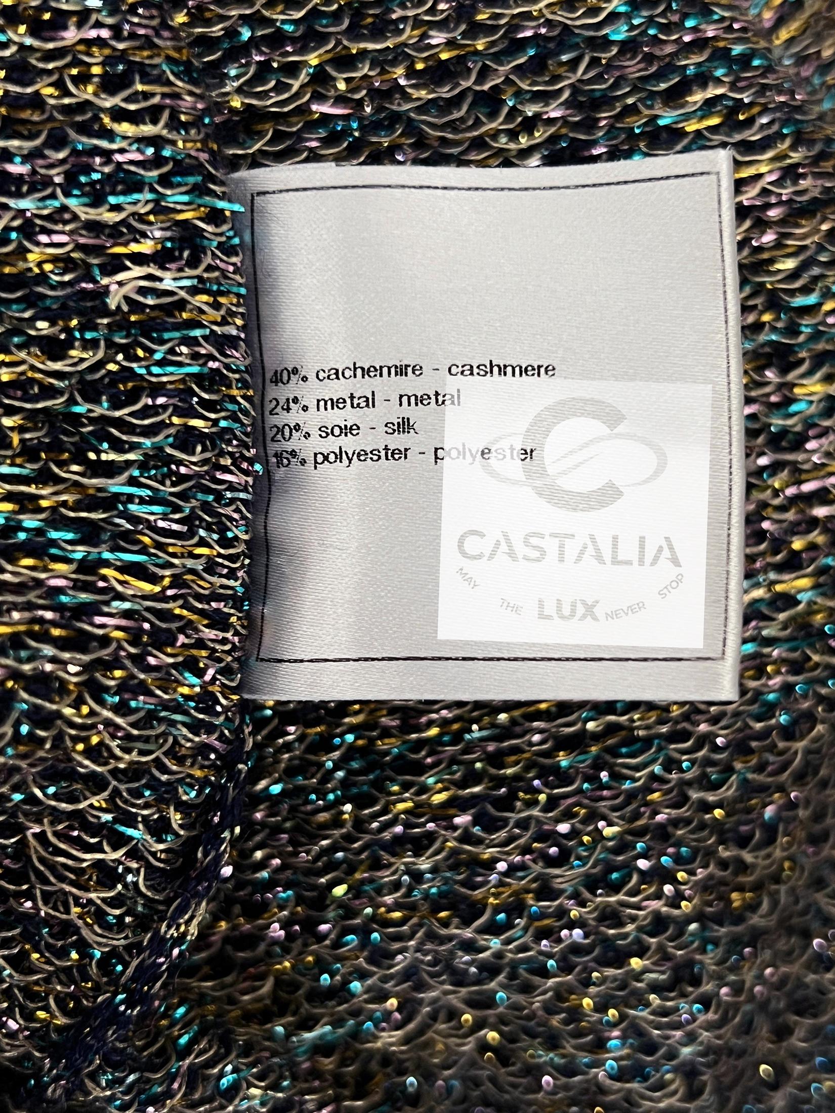Chanel Paris / Byzance Vestido de cachemira azul brillante 38 FR en venta 3