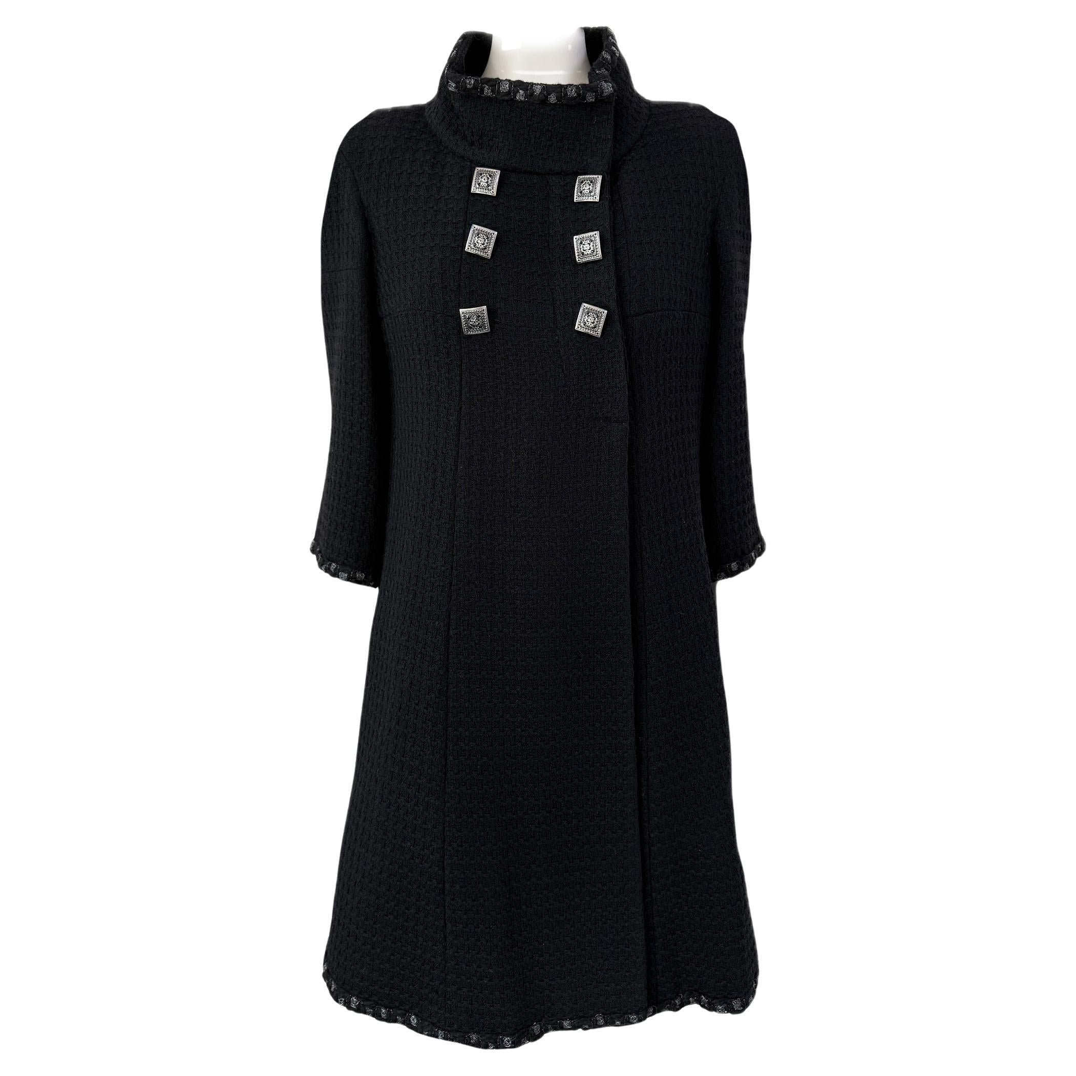 Chanel Paris / Byzance CC Bottoni Gripoix Cappotto in tweed nero 38 FR