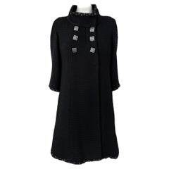 Chanel Paris / Byzance CC Gripoix Buttons Black Tweed Coat 38 FR