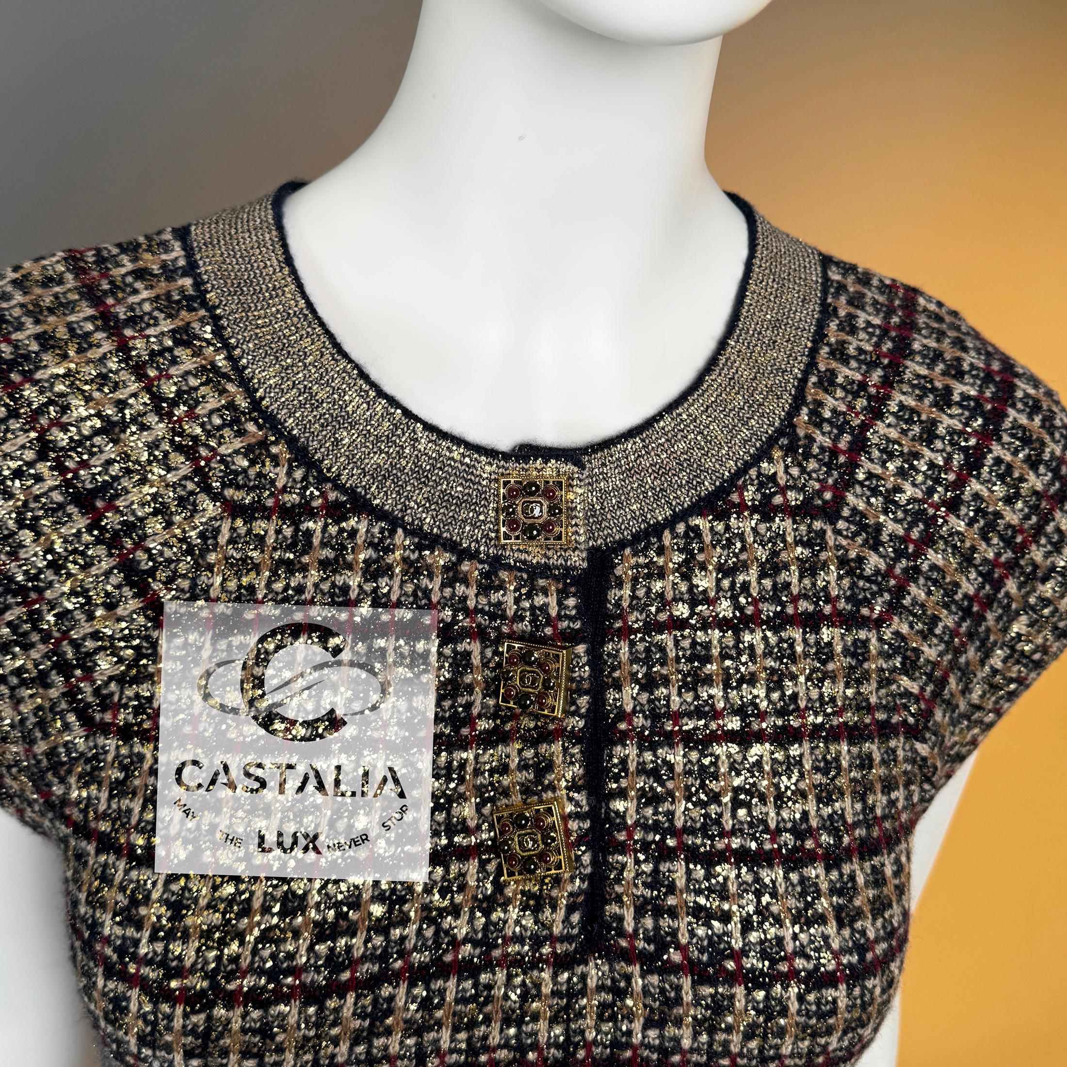 Chanel Paris / Byzance CC Gripoix Buttons Palatial Dress 36 FR For Sale 4