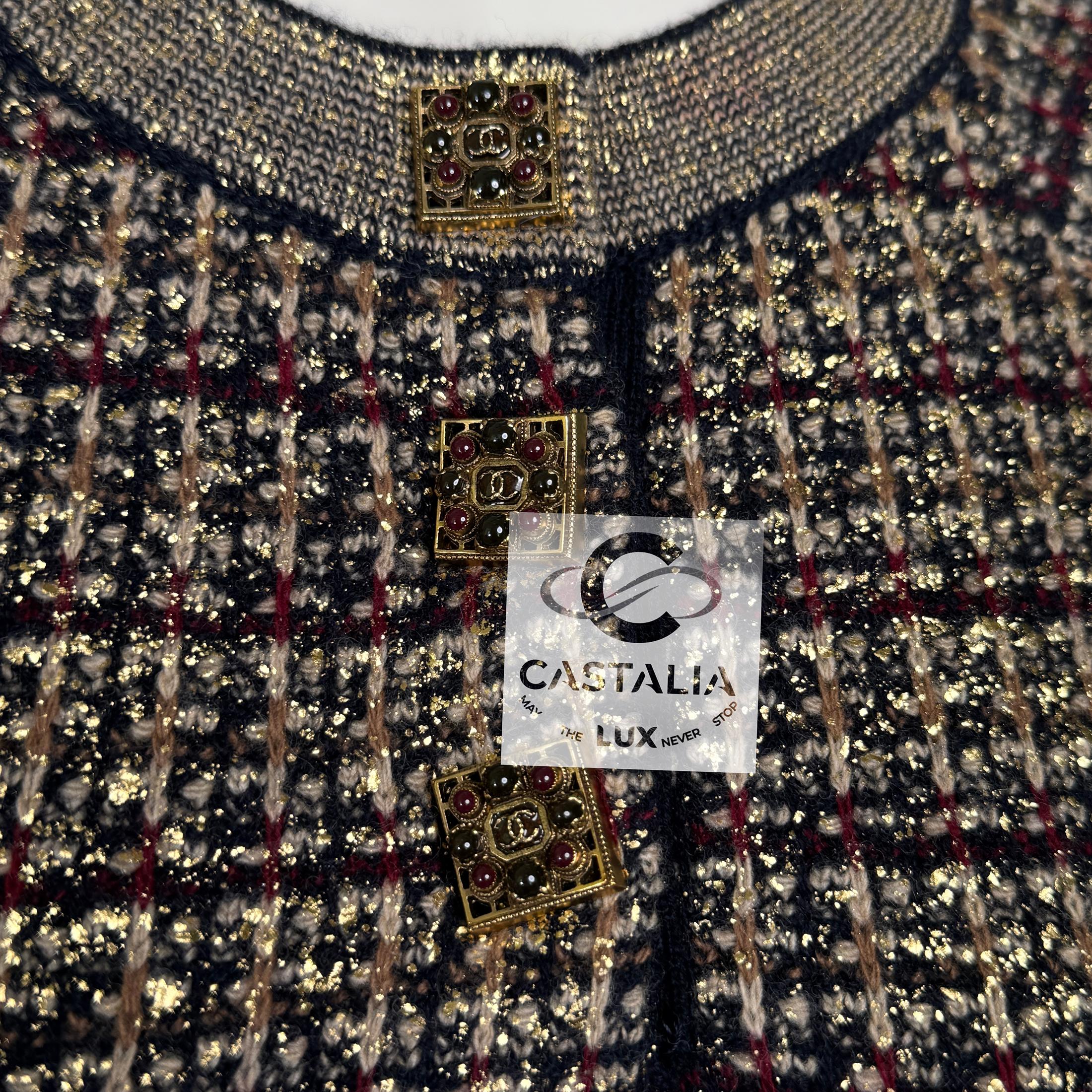 Chanel Paris / Byzance CC Gripoix Buttons Palatial Dress 36 FR For Sale 5