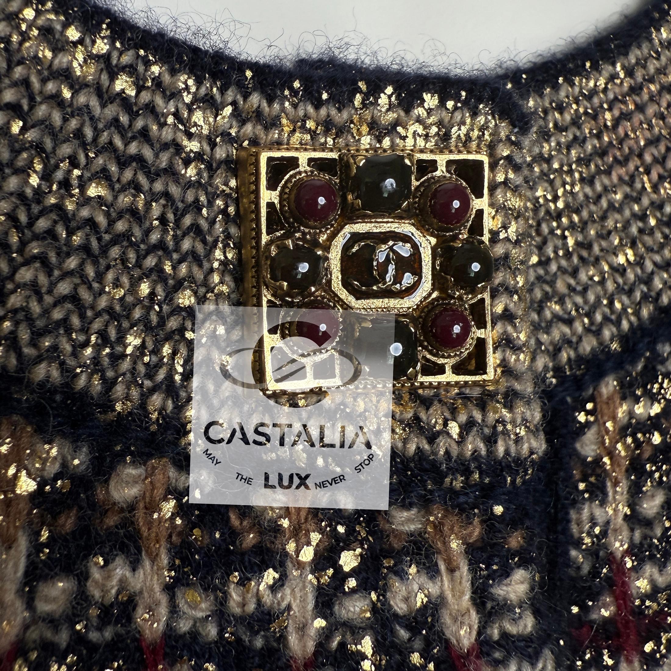 Chanel Paris / Byzance CC Gripoix Buttons Palatial Dress 36 FR For Sale 6