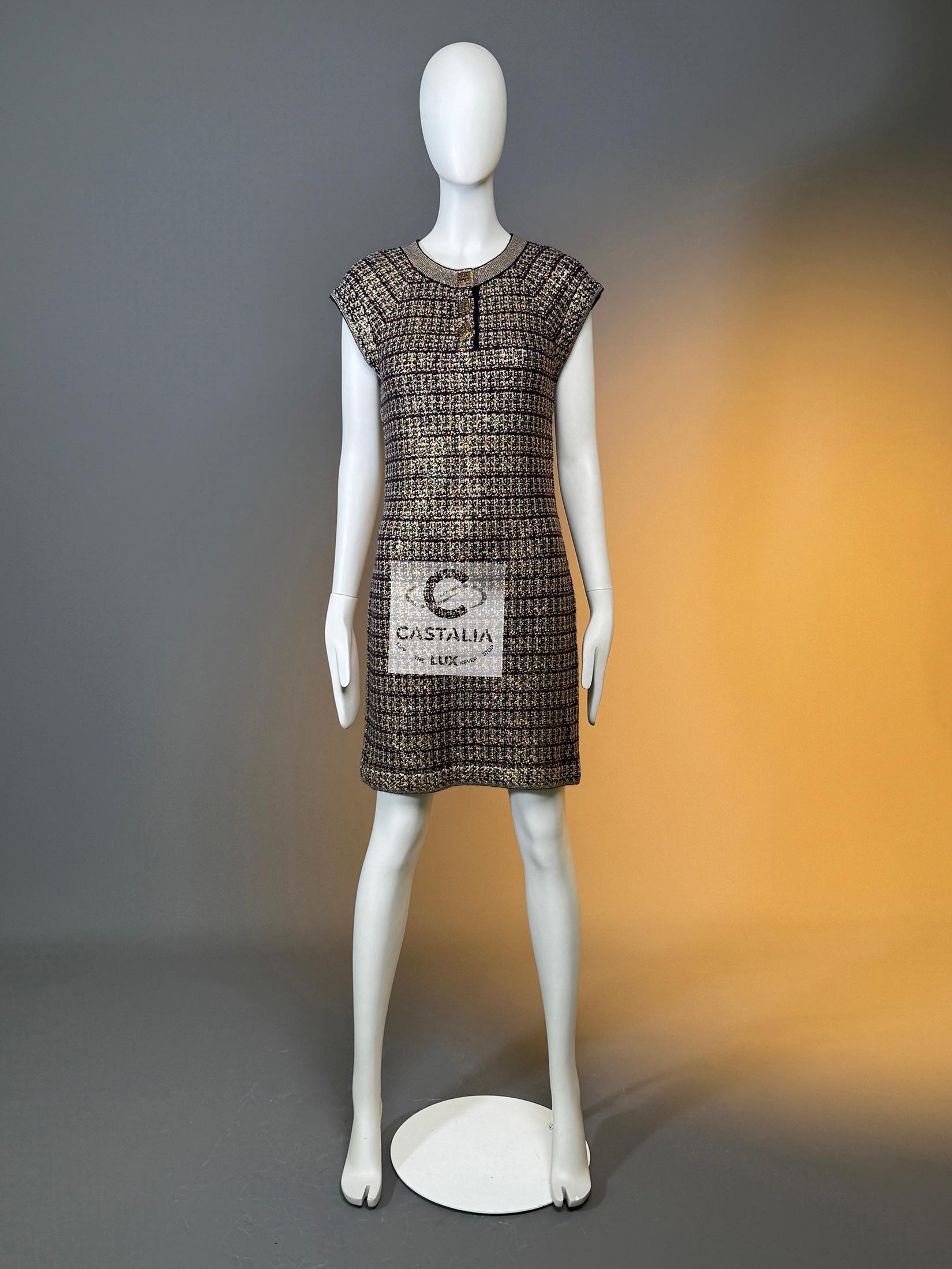 Chanel Paris / Byzance CC Gripoix Buttons Palatial Dress 36 FR For Sale 7