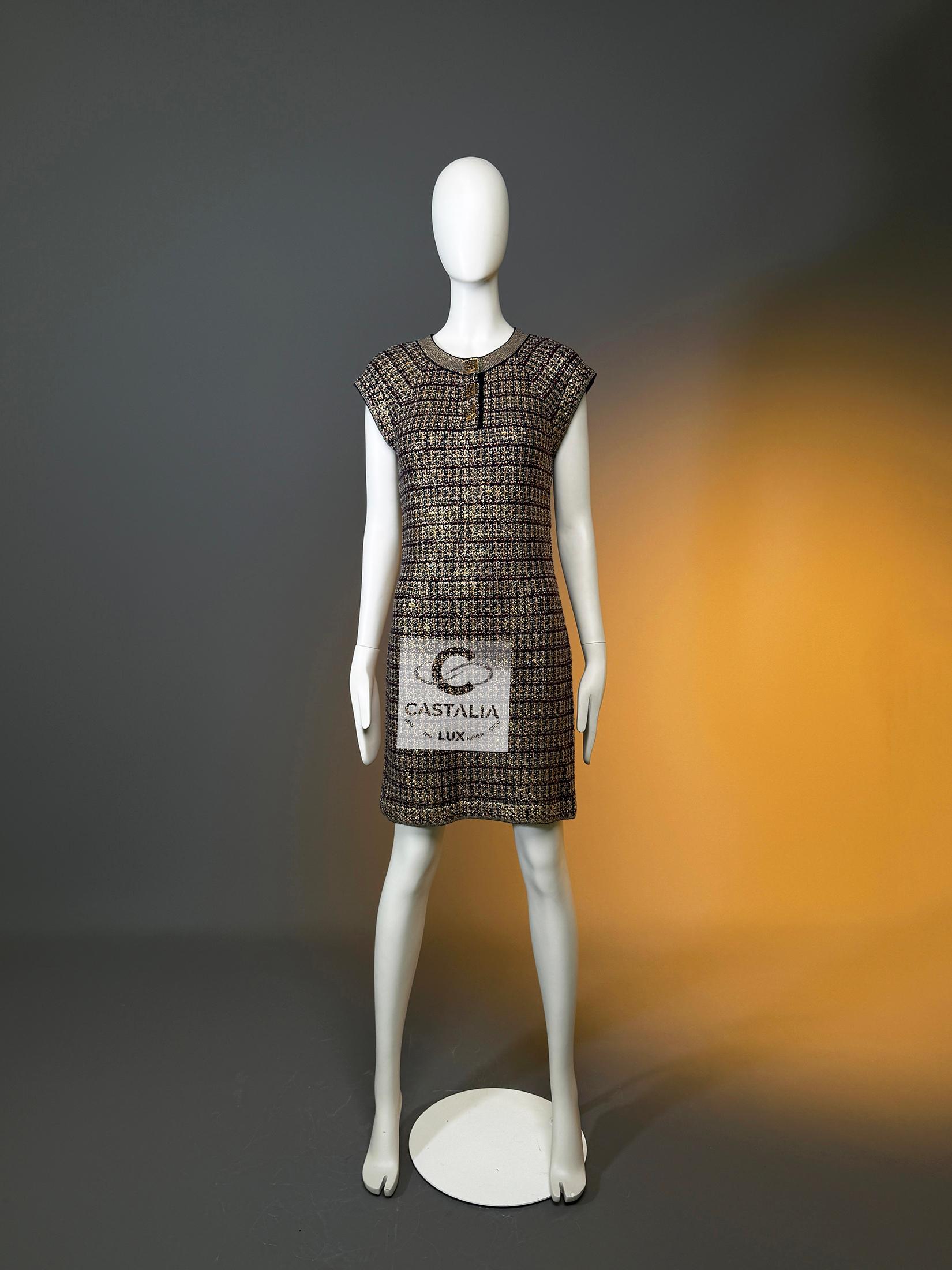 Chanel Paris / Byzance CC Gripoix Buttons Palatial Dress 36 FR For Sale 11