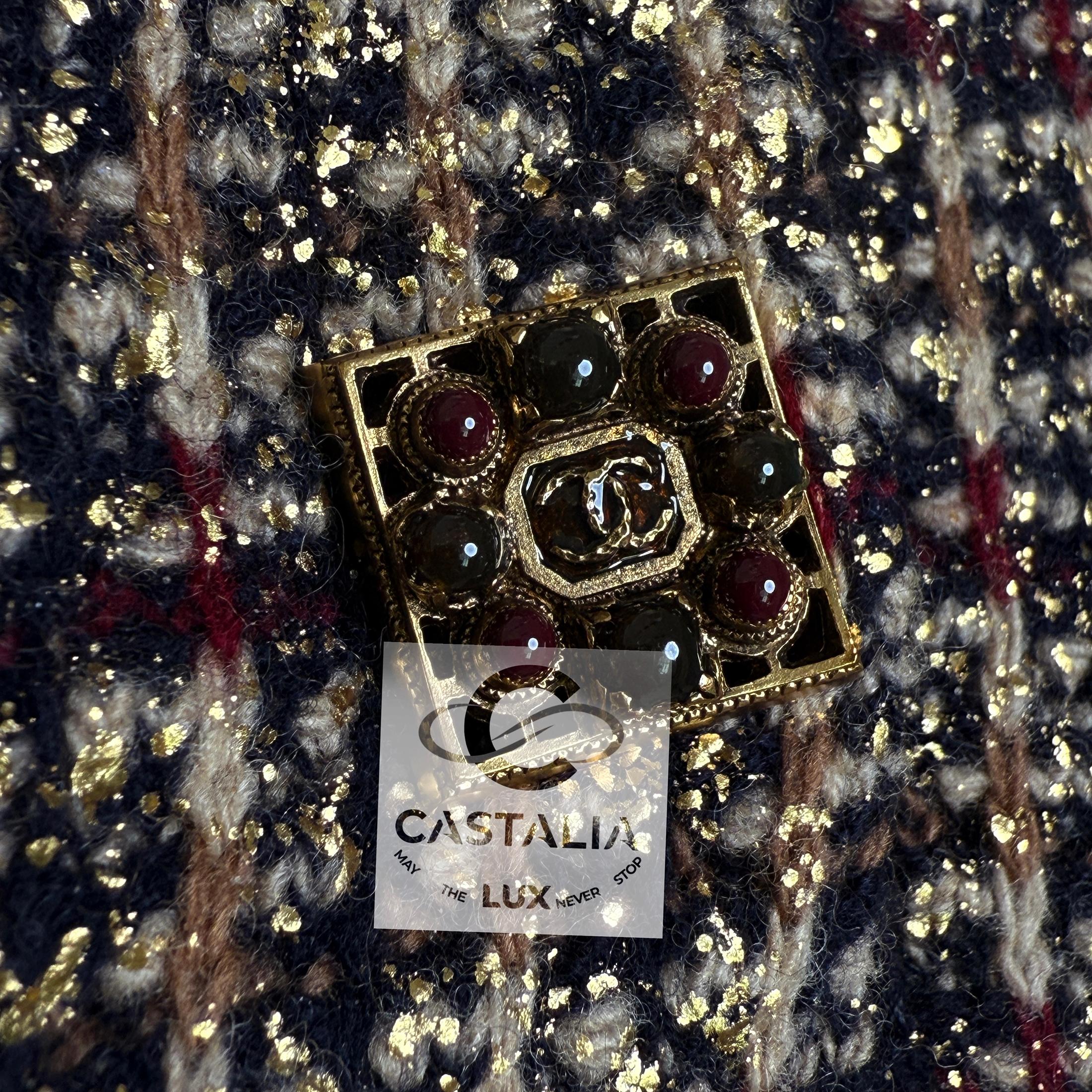 Chanel Paris / Byzance CC Gripoix Buttons Palatial Dress 36 FR For Sale 13