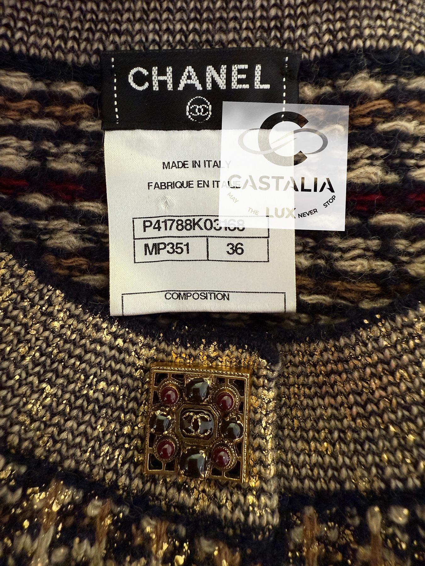 Chanel Paris / Byzance CC Gripoix Buttons Palatial Dress 36 FR For Sale 14