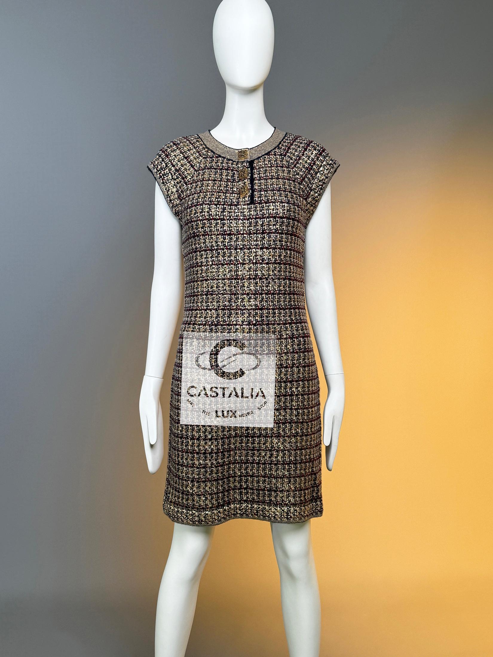 Chanel Paris / Byzance CC Gripoix Buttons Palatial Dress 36 FR For Sale 2