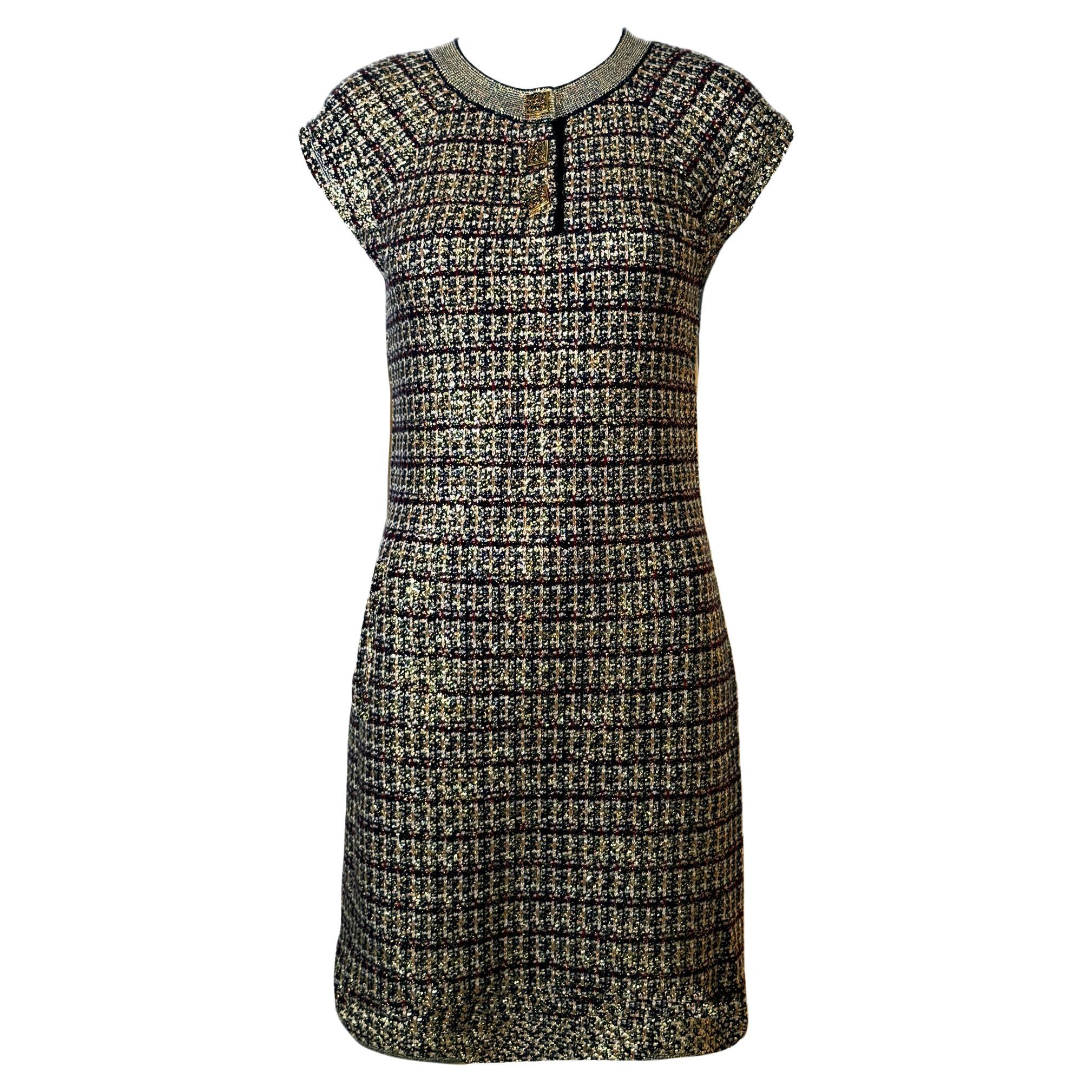 Chanel Paris / Byzance CC Gripoix Buttons Palatial Dress 36 FR For Sale