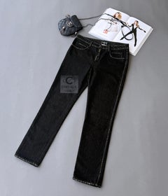 Chanel Paris / BYZANCE CC Logo Patch Jeans neri 40 FR