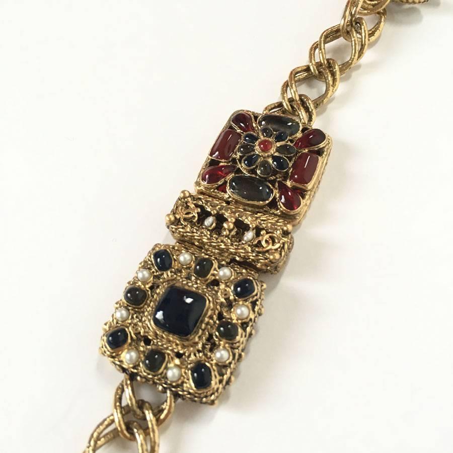 Women's CHANEL 'Paris-Byzance' Couture Gilt Metal Necklace, CC and Molten Glass