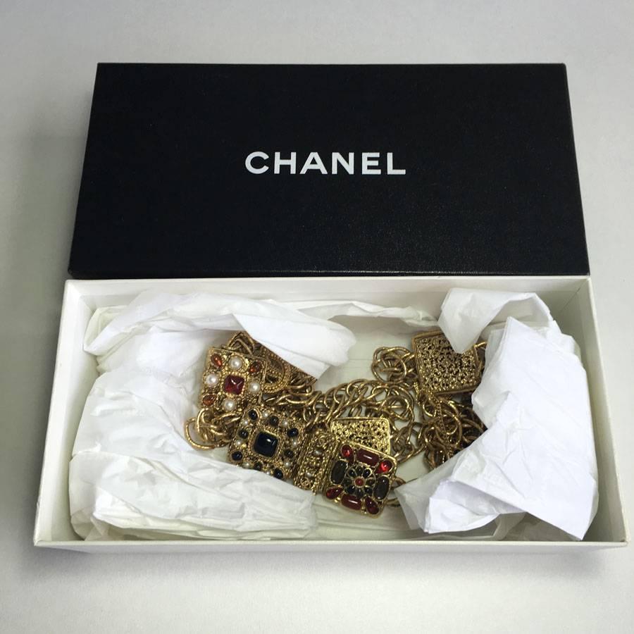 CHANEL 'Paris-Byzance' Couture Gilt Metal Necklace, CC and Molten Glass 3