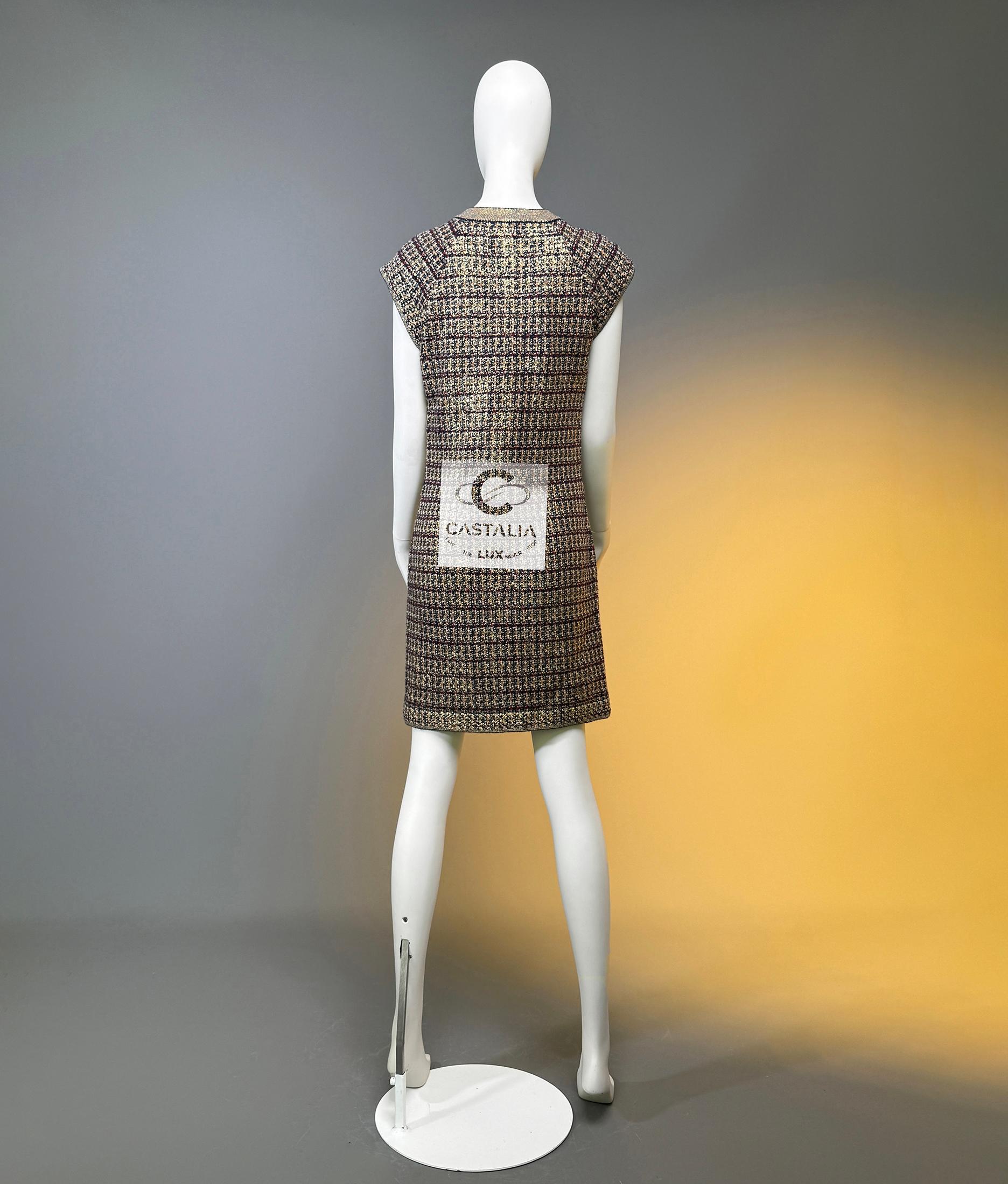 CHANEL Paris / Byzance Grandeur Kleid mit Gripoix-Knöpfen 36 FR im Angebot 5