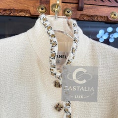 Chanel Parigi / Byzance Gripoix Bottoni Ecrù Giacca in Tweed 42 FR