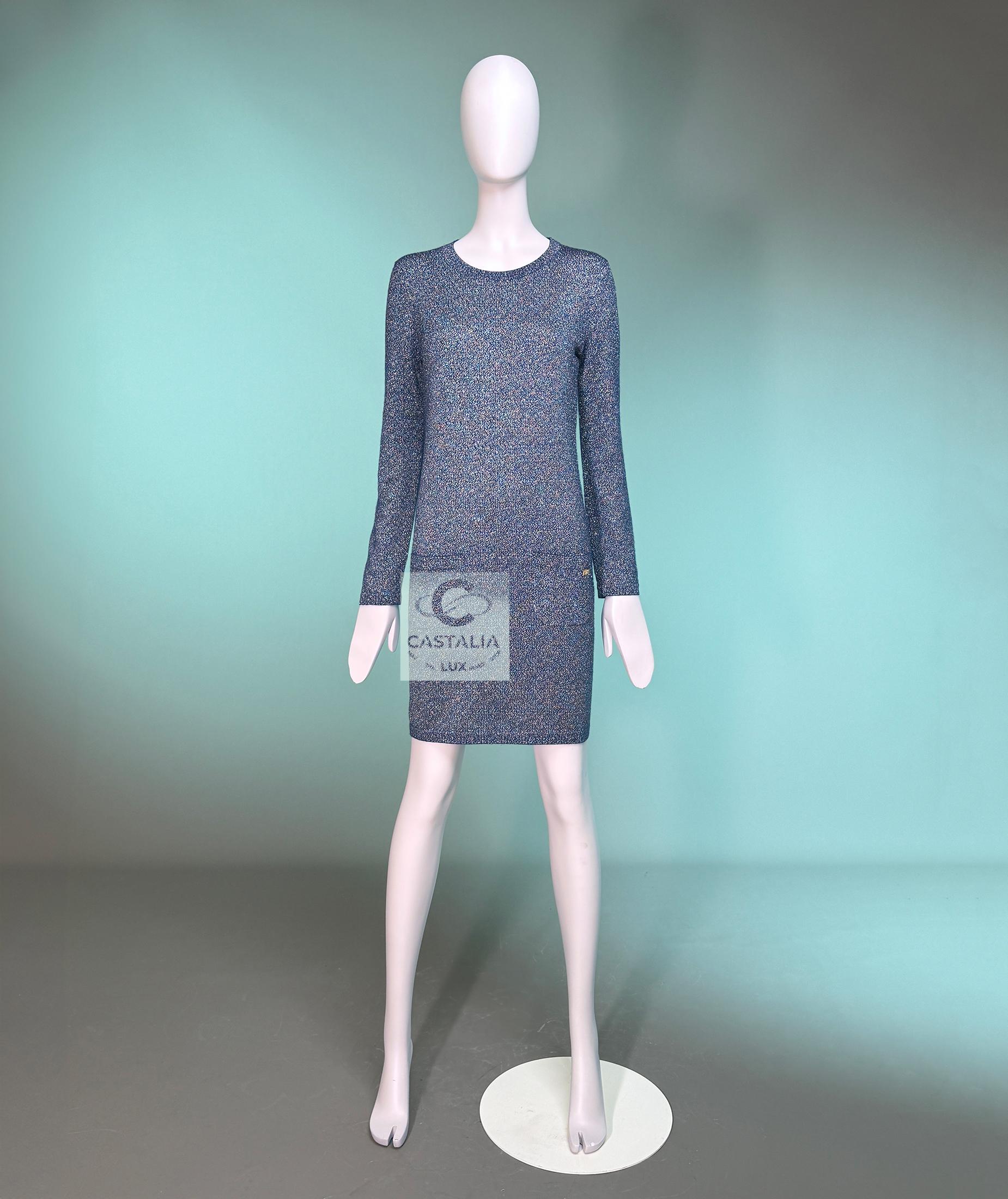 Chanel París / Byzance Vestido Zafiro Iridiscente 38 FR en venta 5