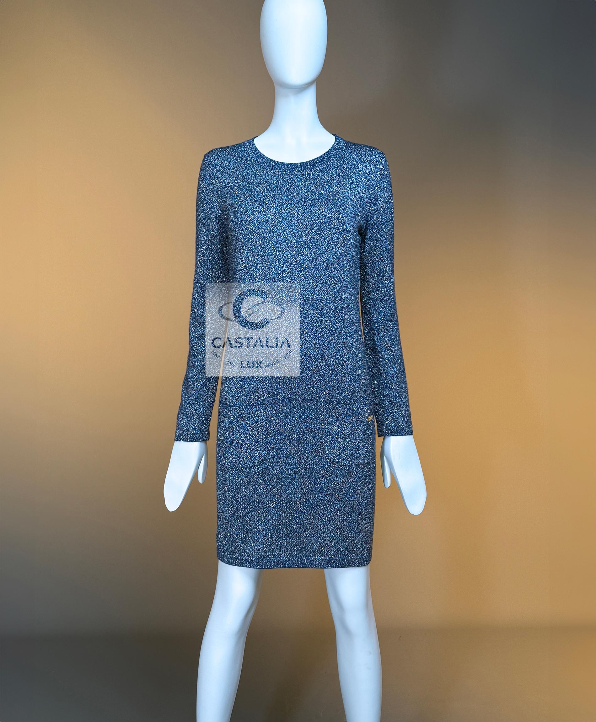Chanel París / Byzance Vestido Zafiro Iridiscente 38 FR en Nuevo estado para la venta en Dubai, AE