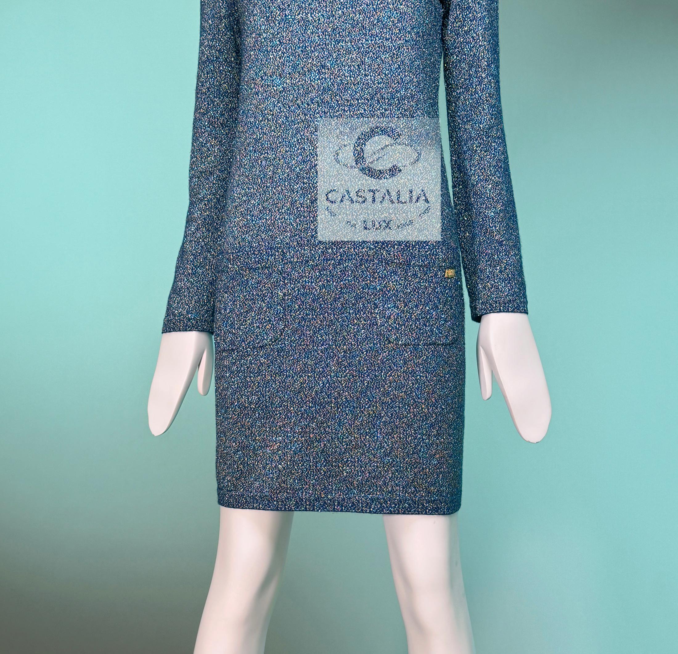Chanel París / Byzance Vestido Zafiro Iridiscente 38 FR en venta 2