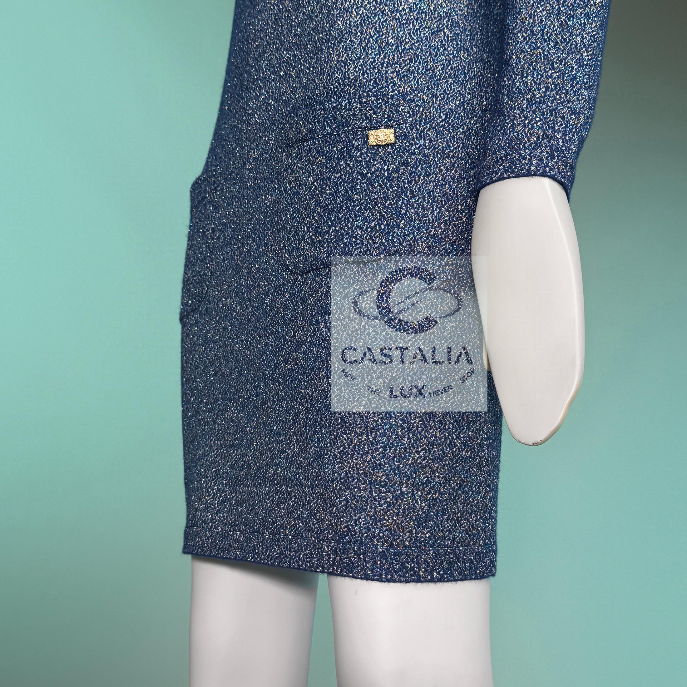 Chanel París / Byzance Vestido Zafiro Iridiscente 38 FR en venta 3