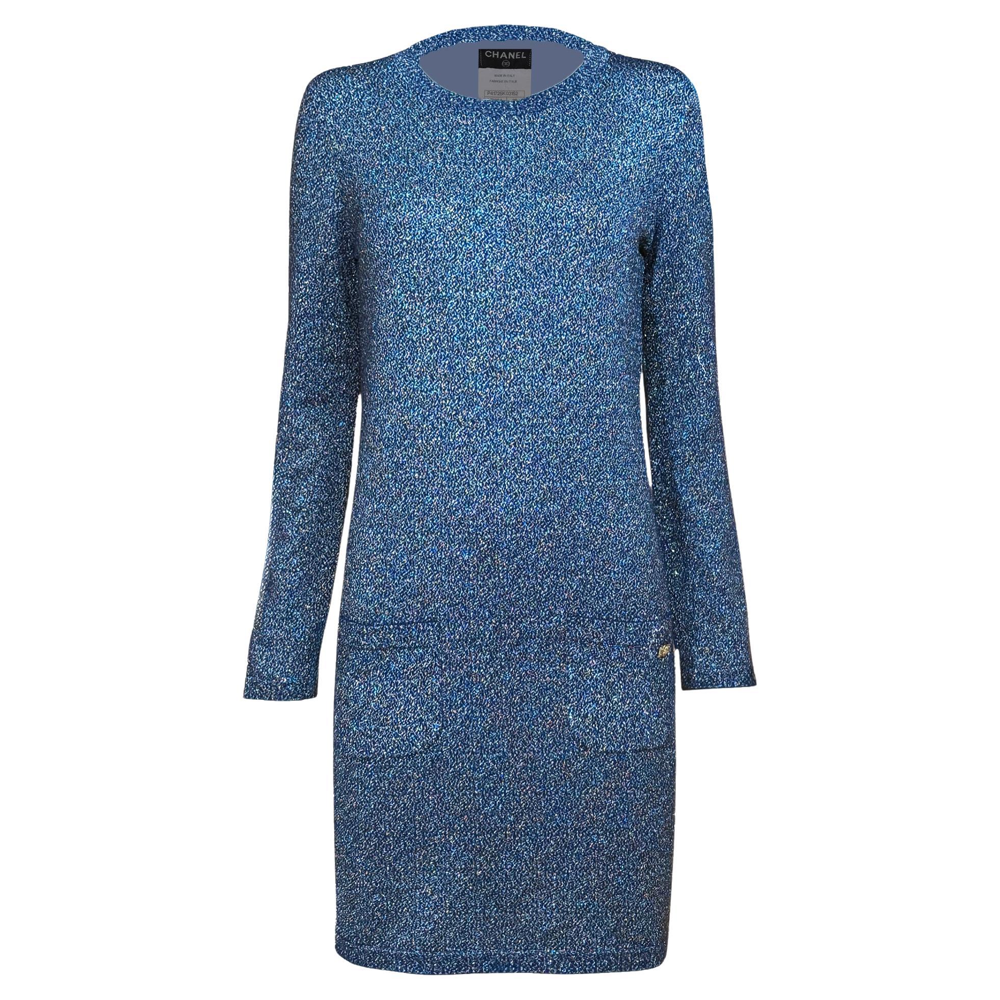 Chanel París / Byzance Vestido Zafiro Iridiscente 38 FR en venta