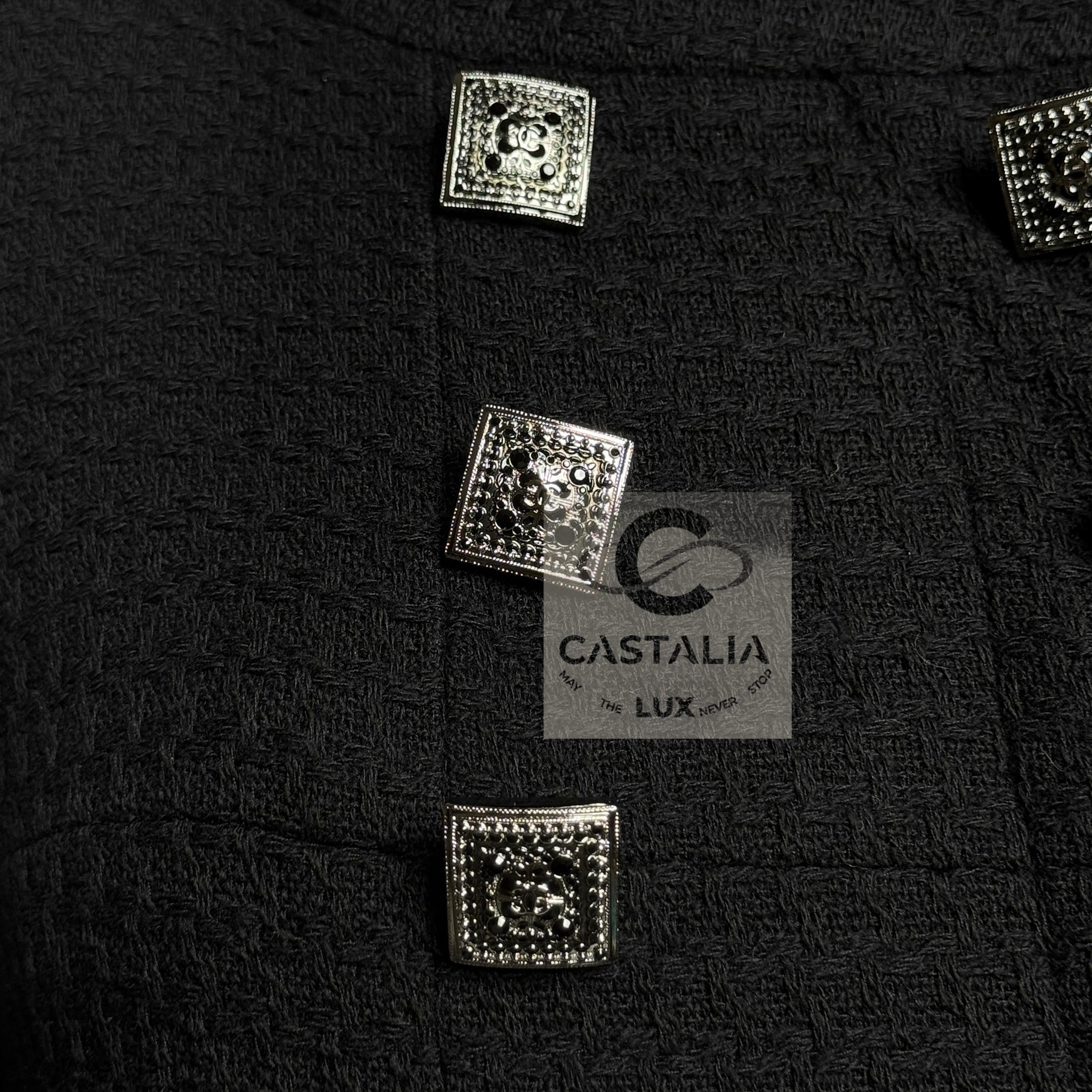 CHANEL Paris / Byzance Legendary Black Tweed Coat 38 FR For Sale 7