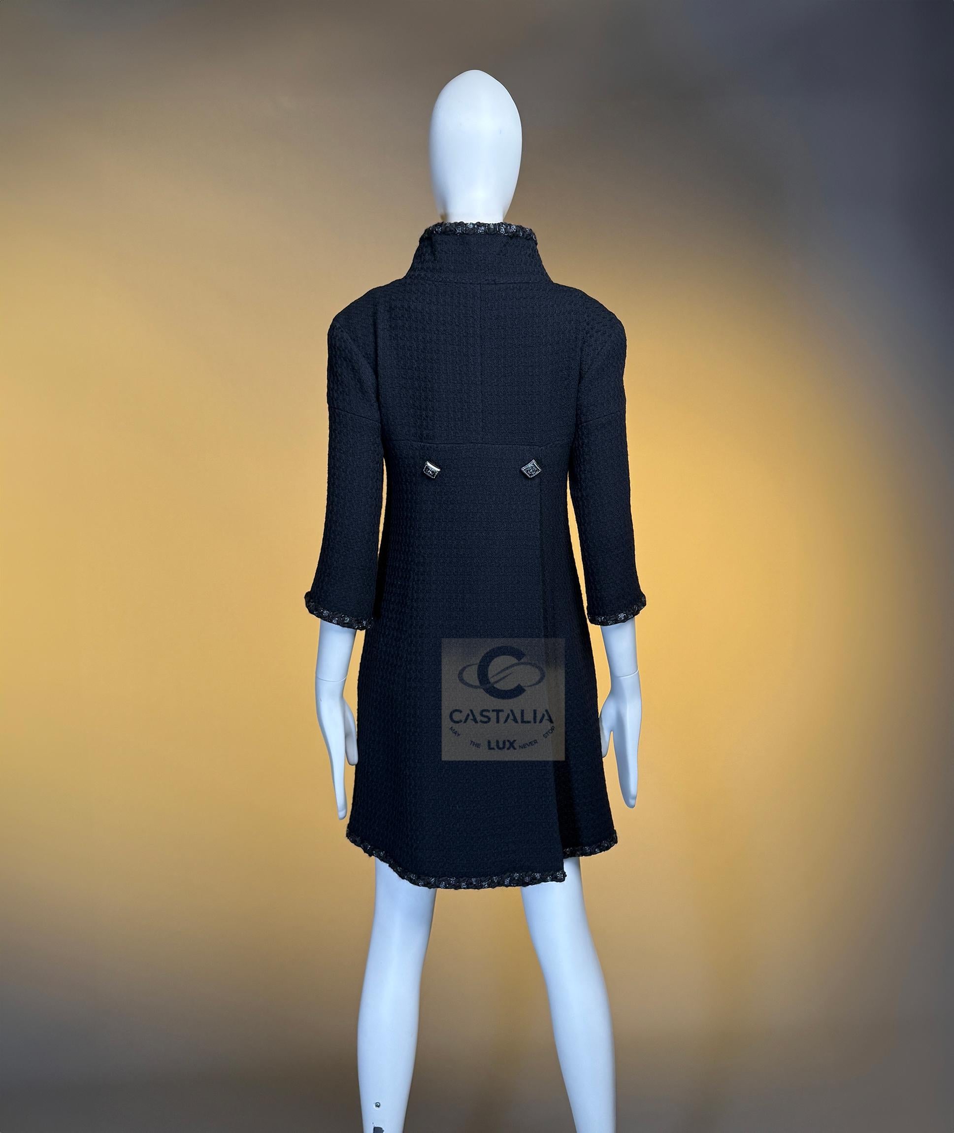 CHANEL Paris / Byzance Legendary Black Tweed Coat 38 FR For Sale 15